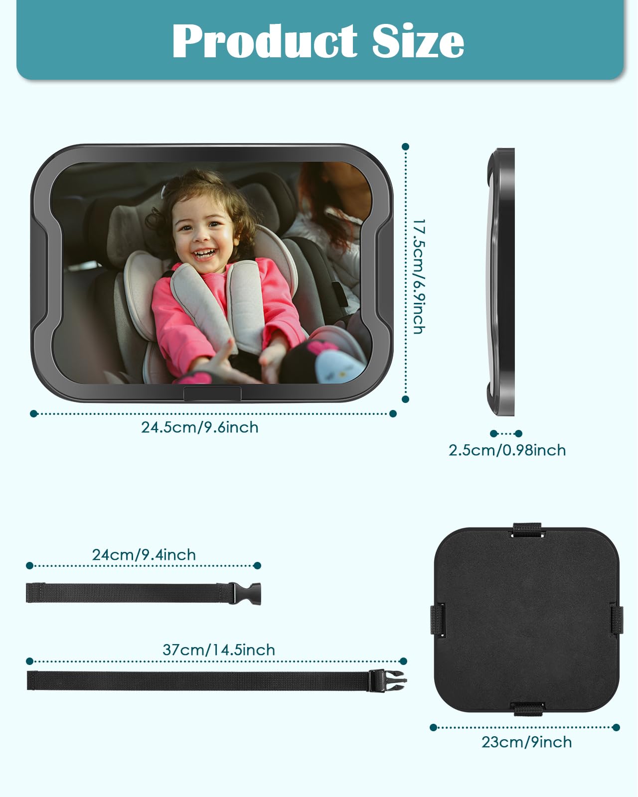 Zacro Shatter-Proof Acrylic Baby Car Mirror - 360° Adjustable Rear Facing Car Seat Mirror for Safe Baby Monitoring | Perfect for Road Trips & Daily Commutes with Infants