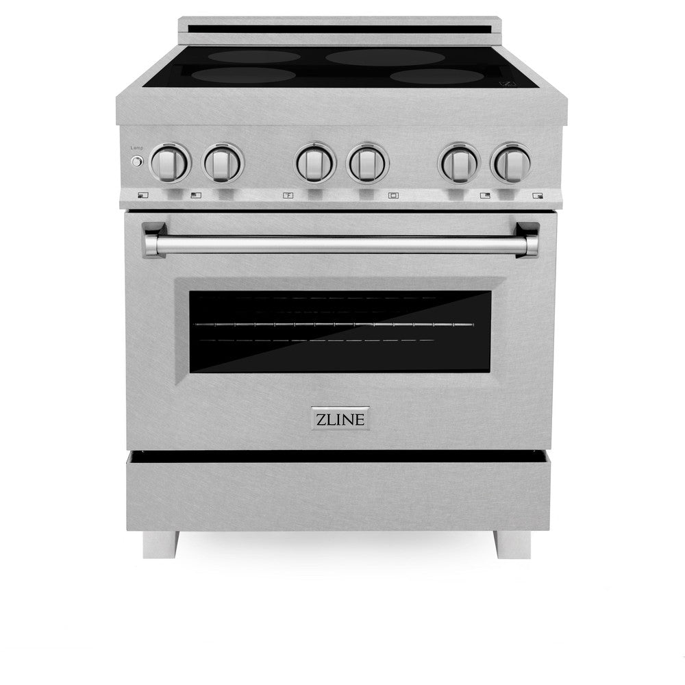 ZLINE 30 Inch 4.0 Cubic Feet Legacy Induction Range with 4 Element Cooktop & Electric Oven in Satin Stainless Steel (RAINDS SN 30) - Perfect for Modern Kitchens, Home Chefs & Professional Cooking