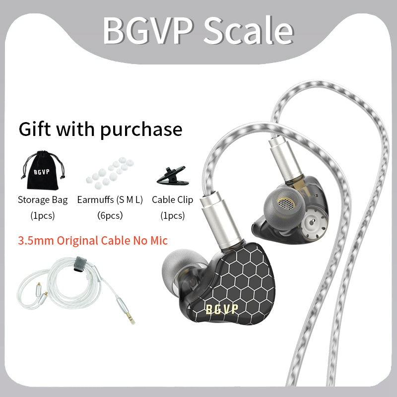 BGVP Scale Pro Hybrid Driver In-Ear Monitors with 1DD + 1BA for Audiophiles - Perfect for Music, Gaming & Studio Monitoring