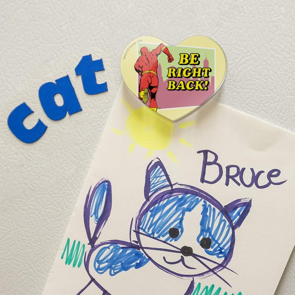 The Flash Be Right Back Heart Acrylic Fridge Magnet - Fun Superhero Refrigerator Decor for Fans & Collectors - Perfect for Kitchens, Offices & Dorm Rooms