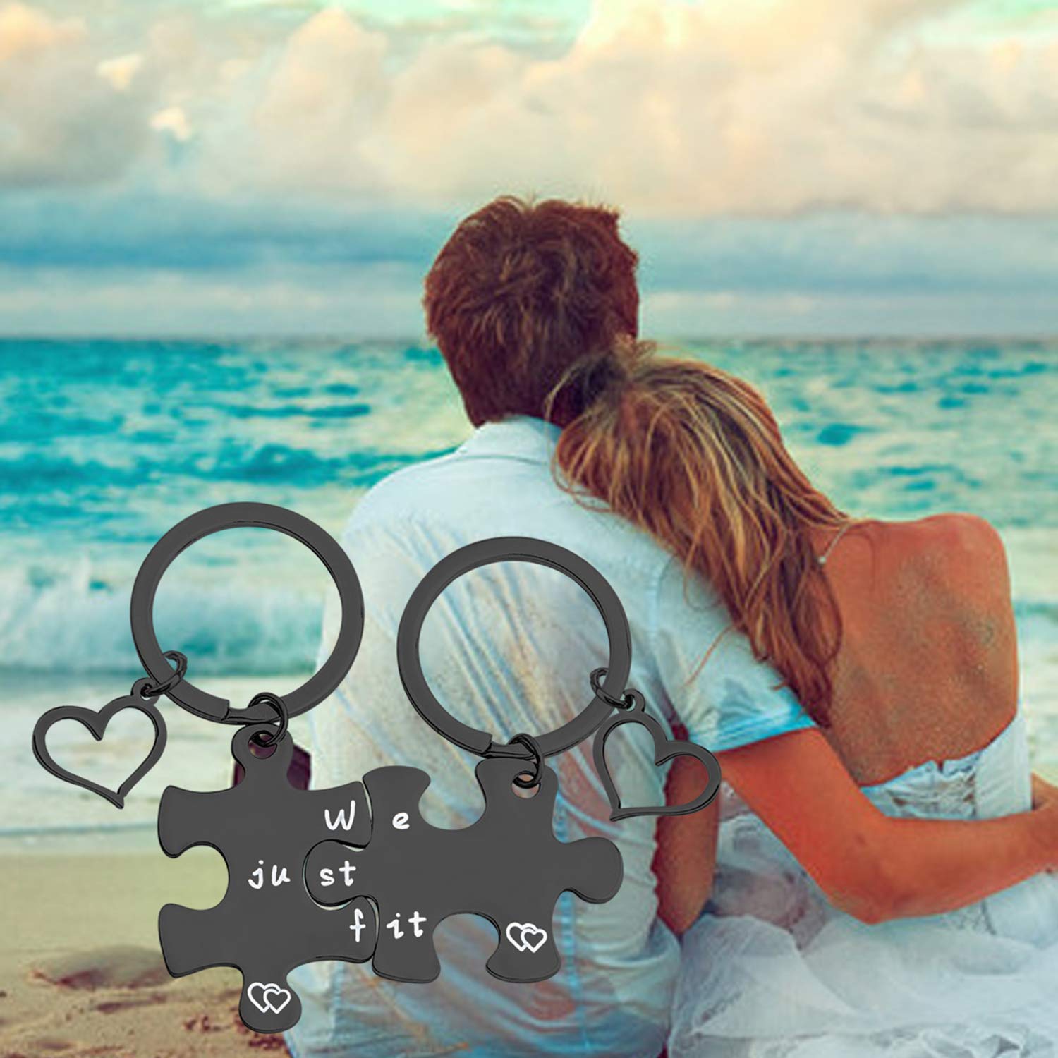 Best Friend Puzzle Piece Keychain Set - His and Her Matching Couple Keychains for BFF Gifts - Perfect for Anniversaries, Birthdays & Friendship Day