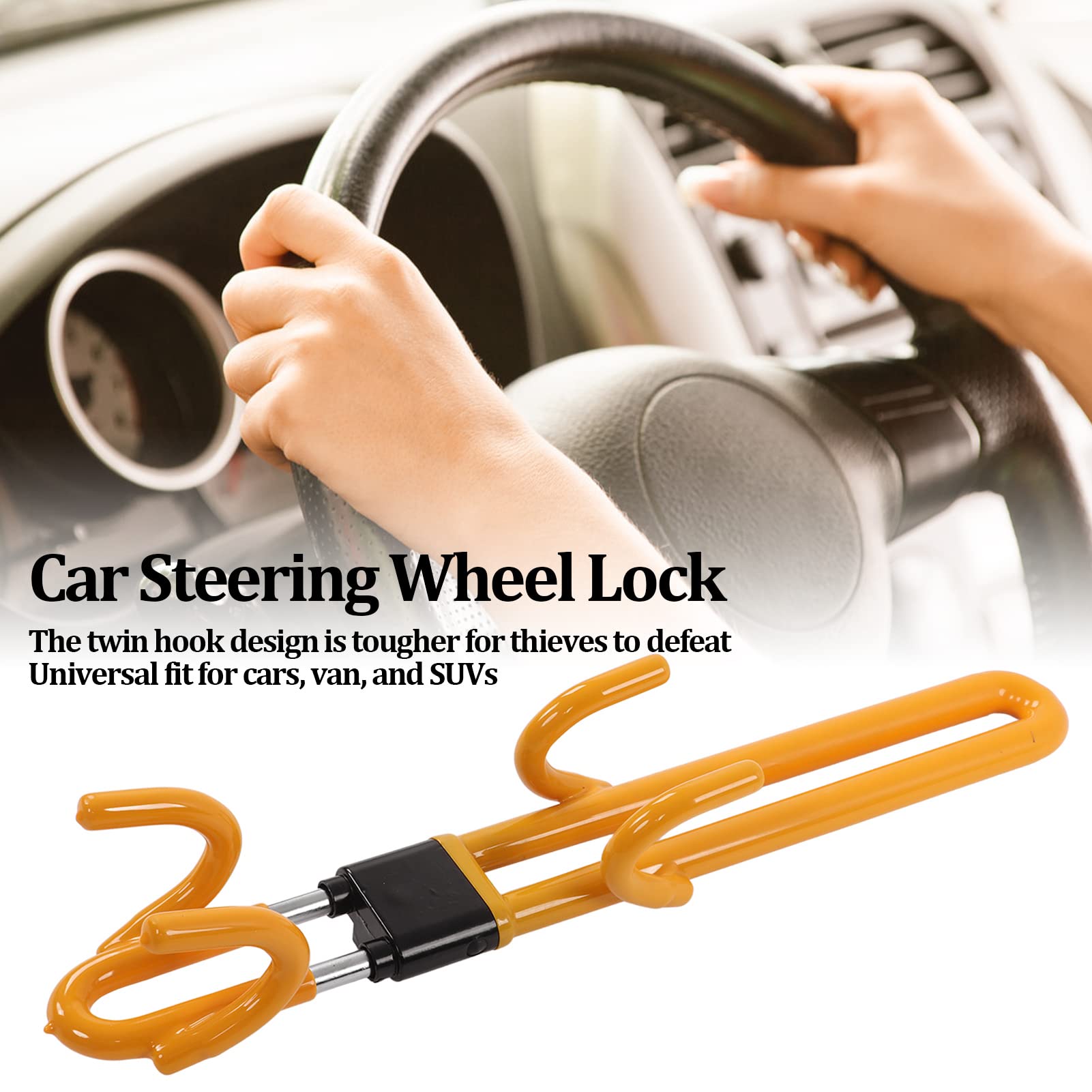 Universal Car Steering Wheel Lock Anti-Theft Device - Heavy Duty Security Lock for Cars & Trucks | Prevent Vehicle Theft for Parking & Travel Safety