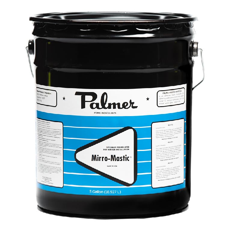 Palmer PM205 Mirro-Mastic 5 Gallon Can - High-Performance Mirror Adhesive for DIY Projects & Professional Installations