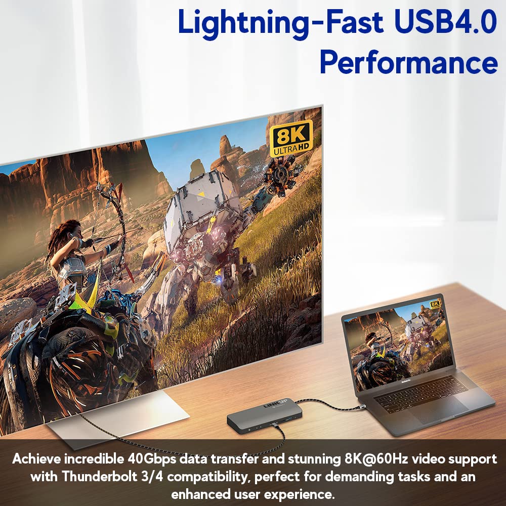 LINKUP USB 4.0 240W 40Gbps Type-C Thunderbolt 4 Cable (3ft) - Super Fast Charging & 8K@60Hz Video Transmission - Compatible with iPhone 15/16 Pro/Max, MacBook Pro/Air, iPad Pro, Galaxy S23 - Durable Braided Design for Home, Office & Travel Use
