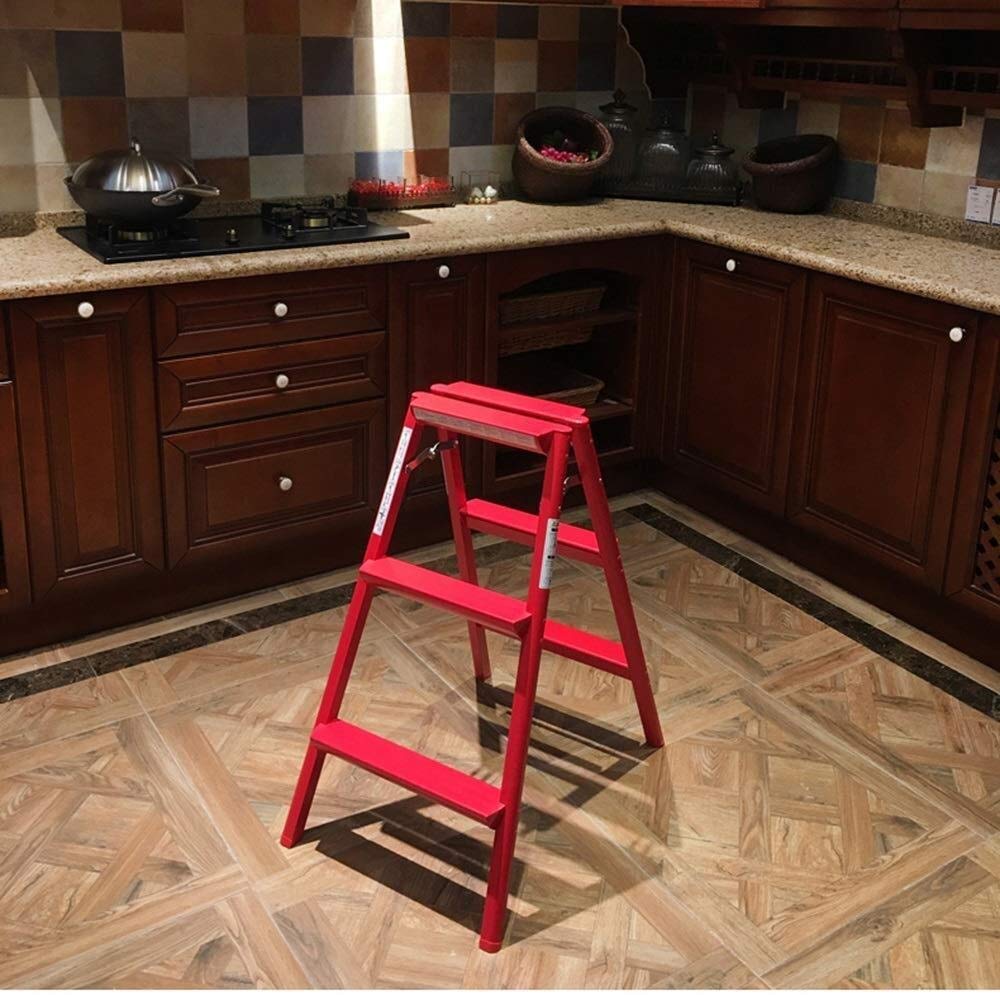 NEVKA Foldable Aluminum Alloy Step Stool for Home, Kitchen, Bedroom - Lightweight Indoor Climbing Stool with Non-Slip Surface - Perfect for Reaching High Shelves, Organizing Cabinets, and Home Decorating