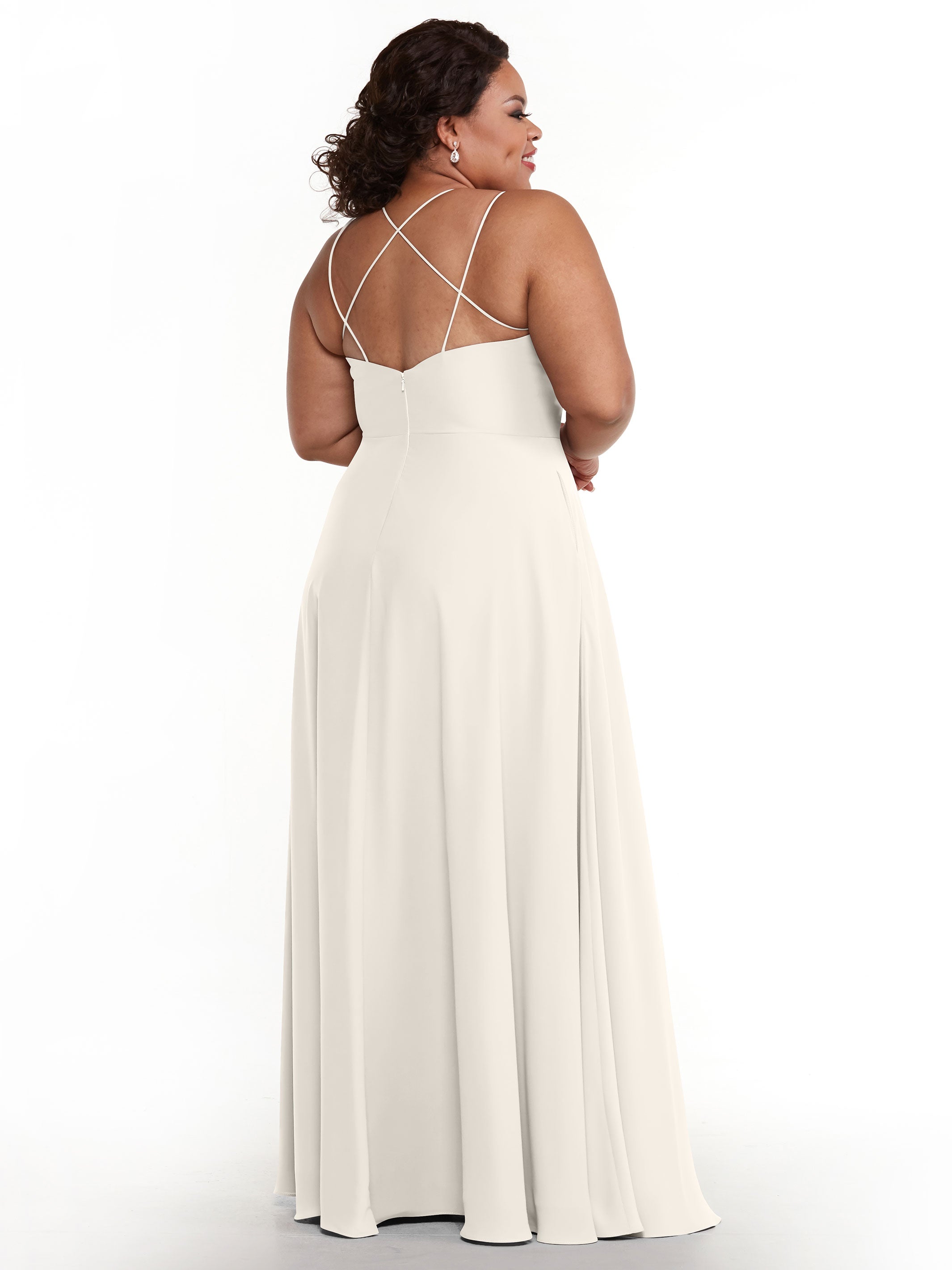 Elegant 83024 Stretch Chiffon A-Line Bridesmaid Dress with Pockets - Perfect for Weddings, Formal Events & Special Occasions