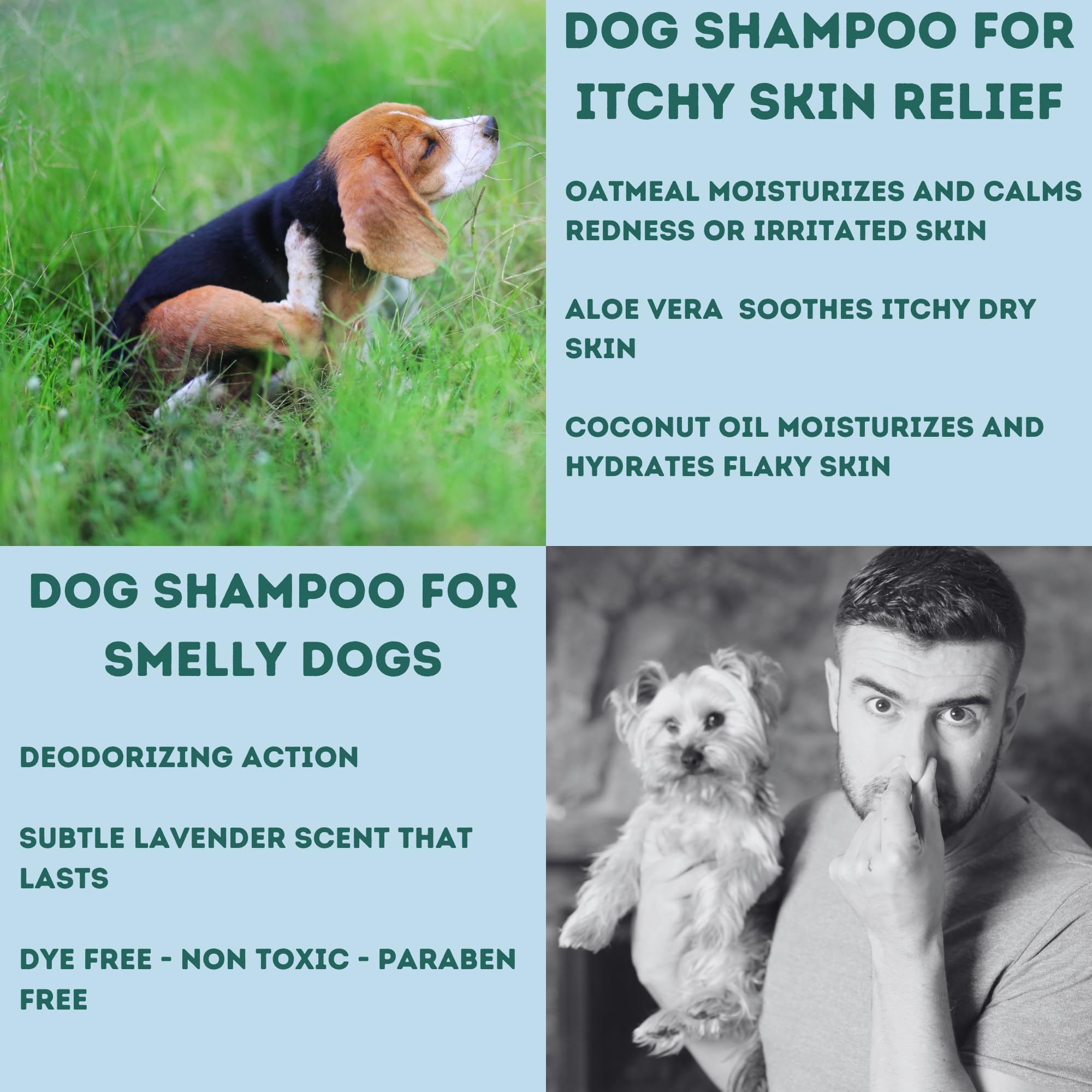 Natural Oatmeal Dog Shampoo for Itchy & Sensitive Skin - Hypoallergenic Dog Shampoo for Dry Flaky Skin Relief - Soothing Oatmeal Bath Soap for Dogs with Allergies - Gentle Puppy Shampoo for Bath Time & Skin Care