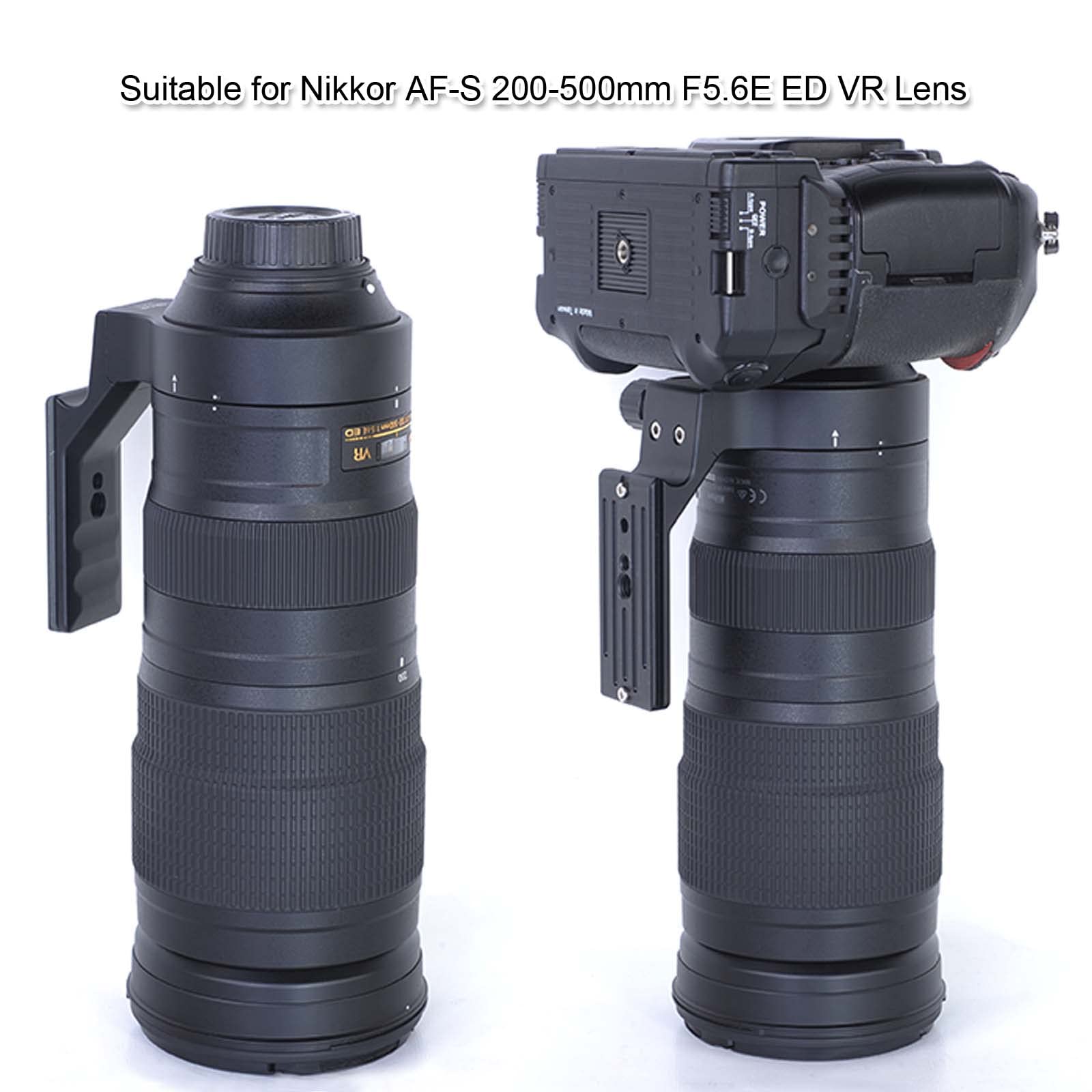 Nikon AF-S 200-500mm f/5.6E ED VR Lens Tripod Mount Ring with Arca-Swiss Quick Release Plate - Durable Lens Collar Support Bracket for Wildlife & Sports Photography