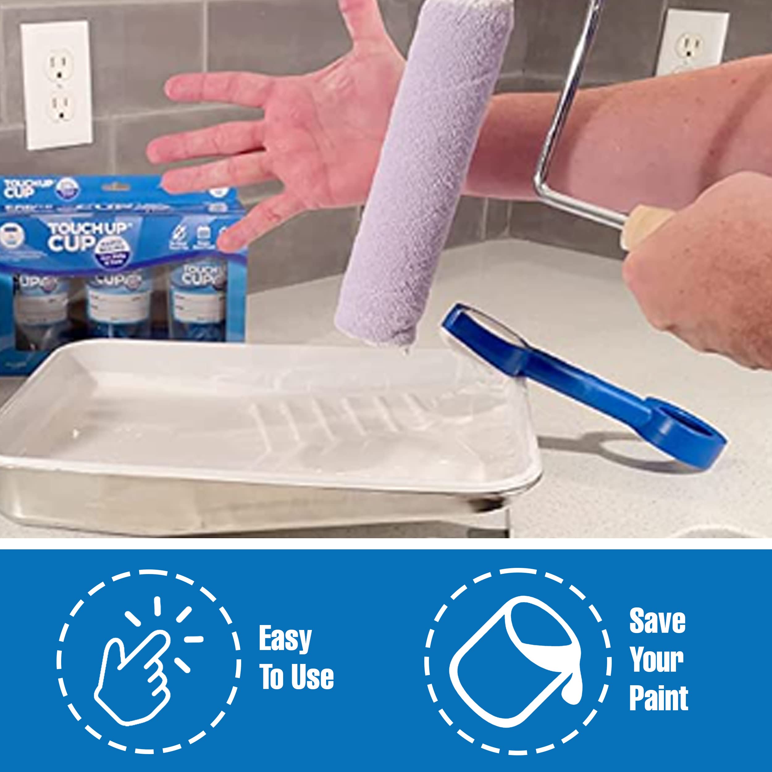 Ultimate Touch Up Cup Painting Kit - 3 Paint Storage Containers, 1 Painters Tarp, 1 Paint Roller Cleaner Tool, 2 Touch Up Paint Brushes, 6 Brush 'n Roller Keepers | Shark Tank Approved | Perfect for Home Renovation, Wall Repair & Small DIY Projects