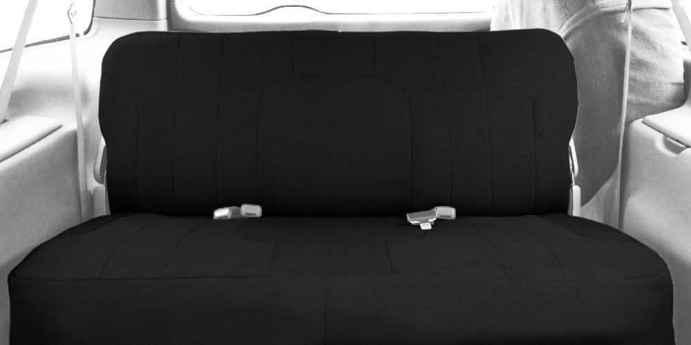 CalTrend Rear Solid Bench Seats - SportsTex Durable Seat Covers for 2005-2006 Jeep Wrangler (Charcoal Insert & Trim) | Perfect for Off-Roading & Outdoor Adventures