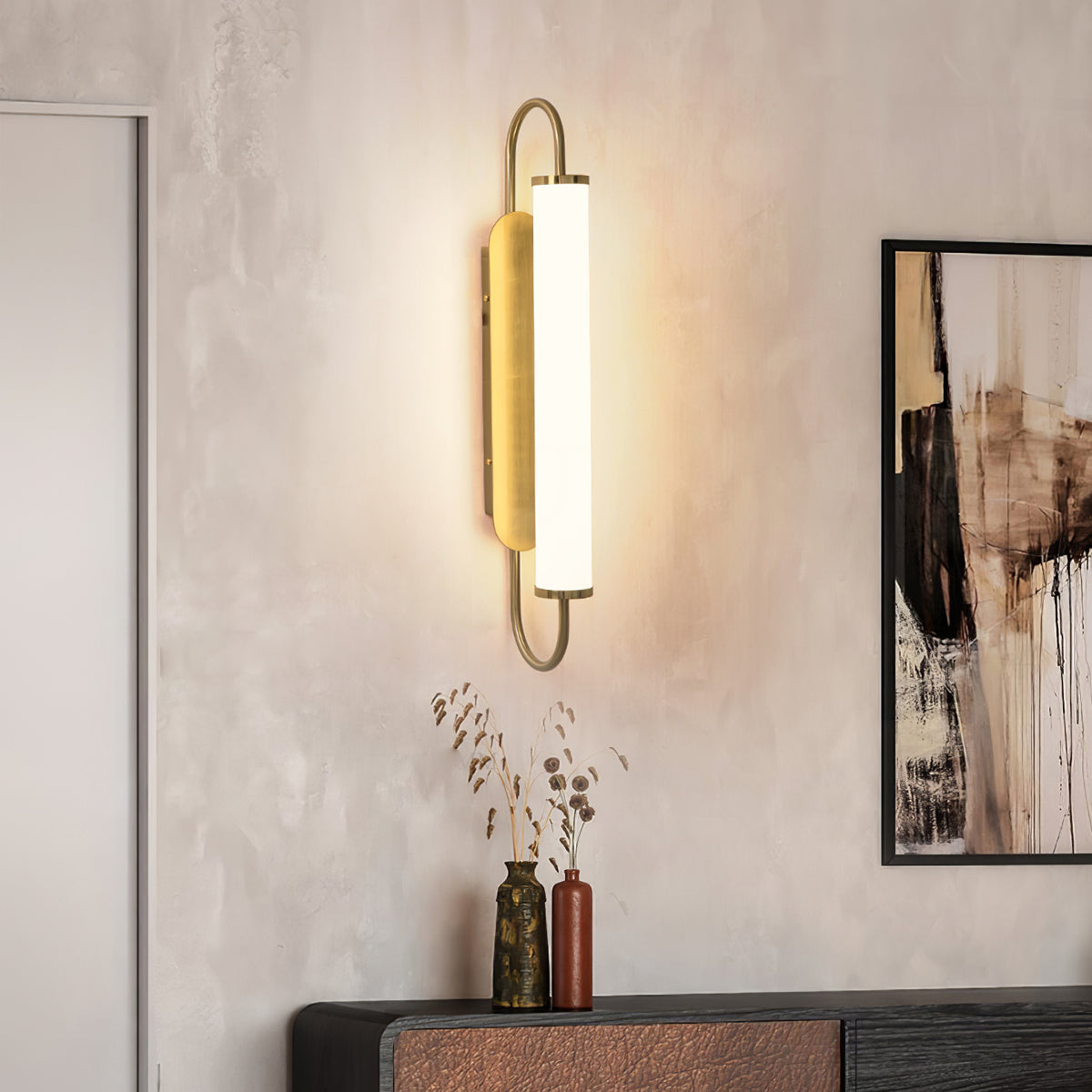 Modern Cylindrical Acrylic Wall Lamp - Sleek LED Night Light for Bedroom, Living Room & Hallway - Dimmable Ambient Lighting for Home Decor