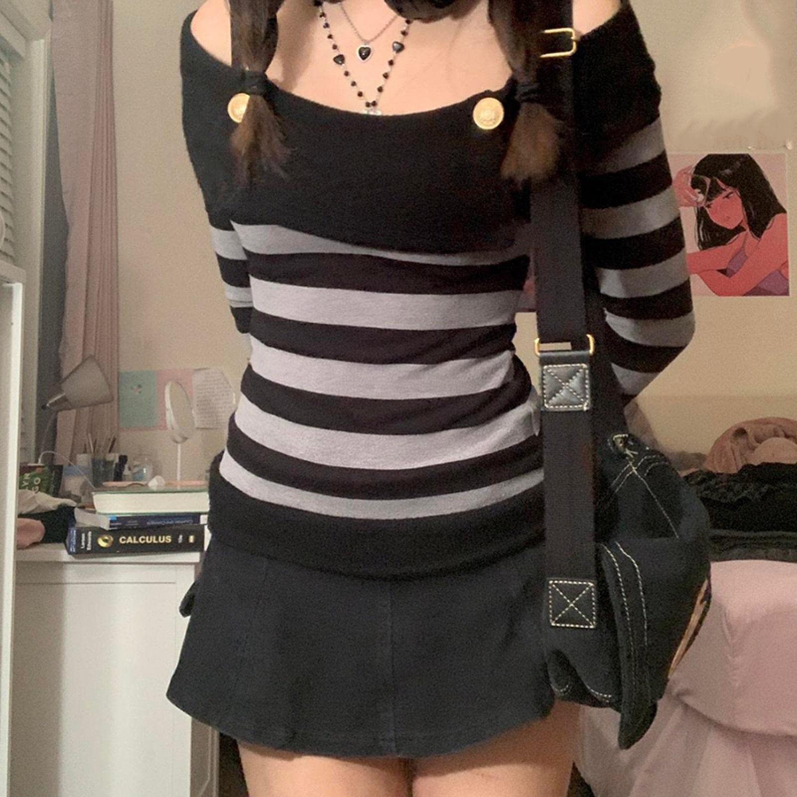 Y2K Lace Crop Top Women - Sweet Knitted Tee for Autumn Winter Fashion