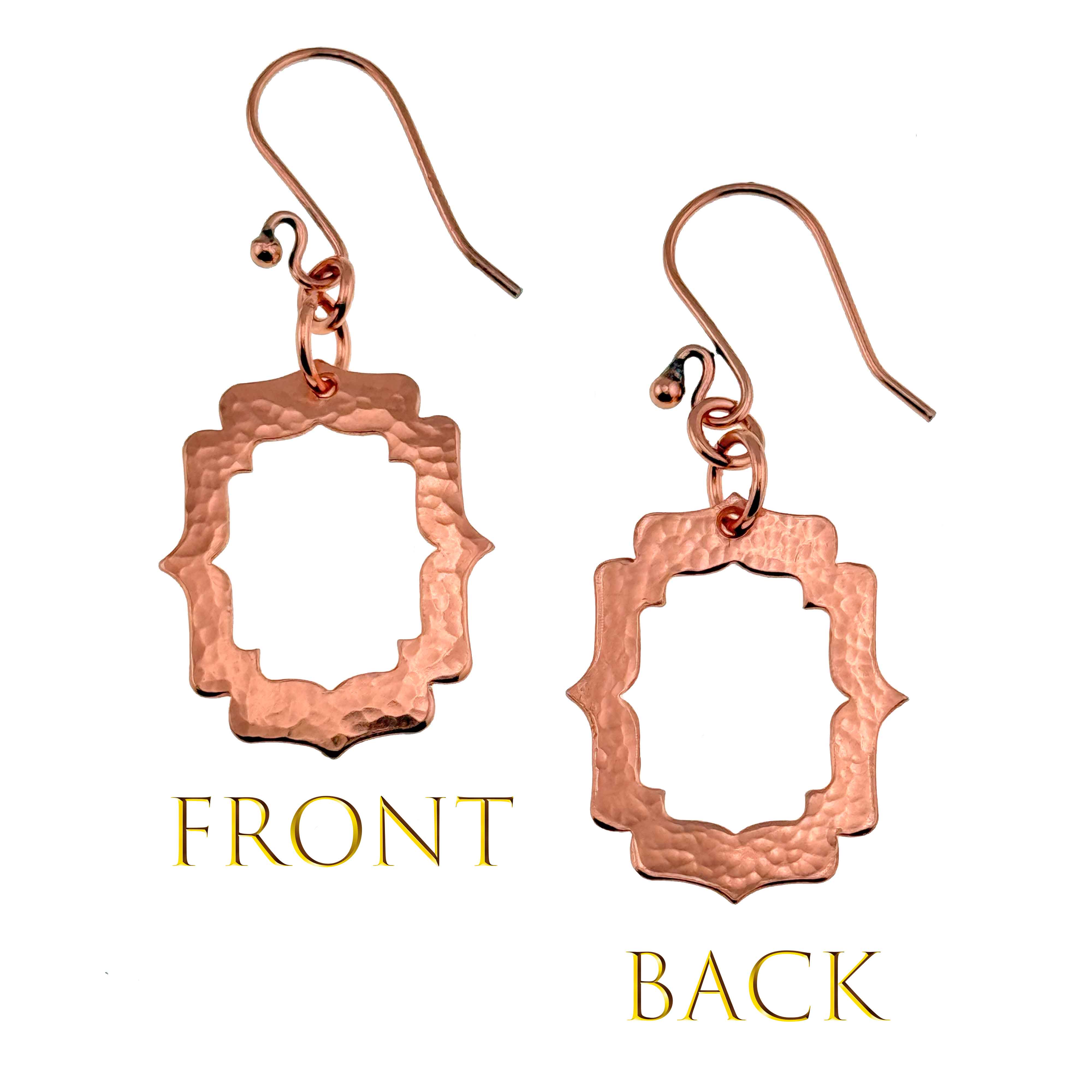 Handmade Hammered Copper Arabesque Shield Earrings for Women - Boho Tribal Jewelry - Perfect for Festivals, Parties, and Everyday Wear