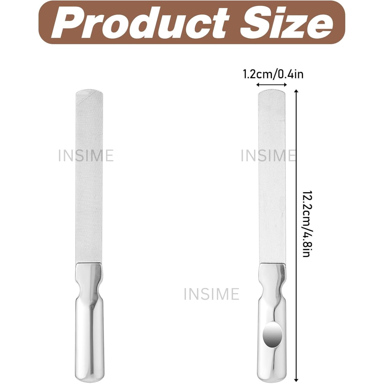 INSIME Stainless Steel Nail File & Buffer - Professional Manicure Pedicure Tool for Women, Heavy Duty Reusable Nail Shaper for Natural & Artificial Nails - Perfect for Home Salon, Travel & DIY Nail Care