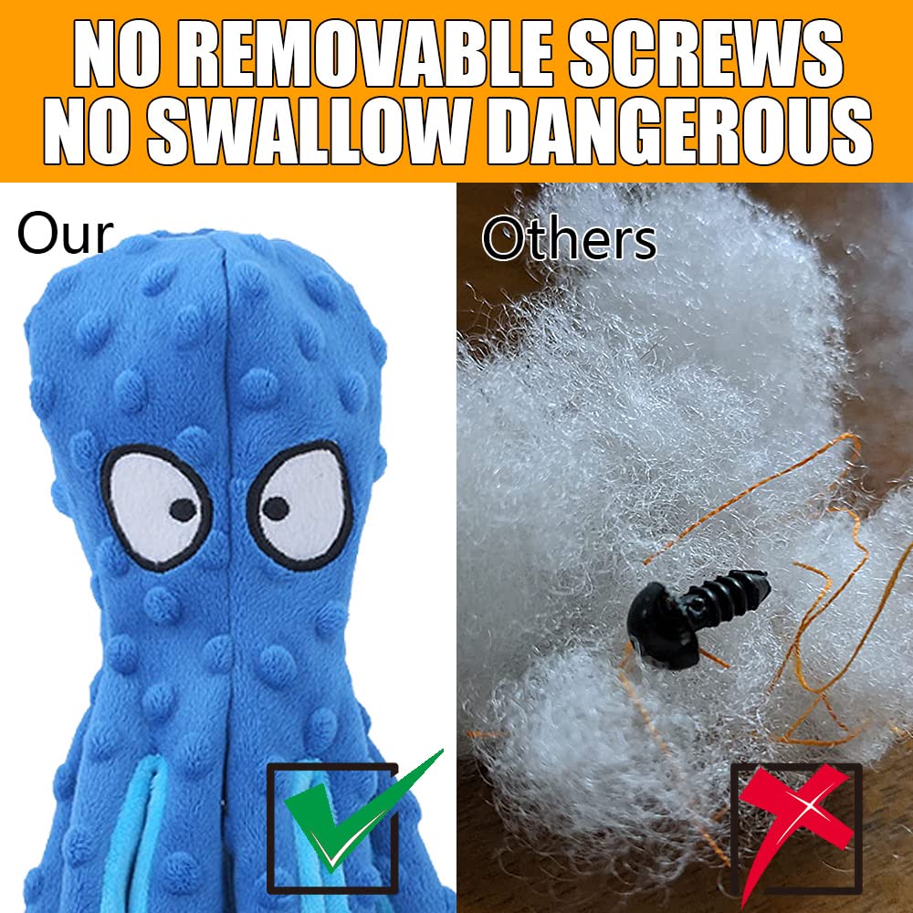 **Durable Squeaky Octopus Dog Toy - Soft Plush Chew-Proof Puppy Toy for Small & Medium Dogs - Blue Interactive Play for Boredom Relief & Training**