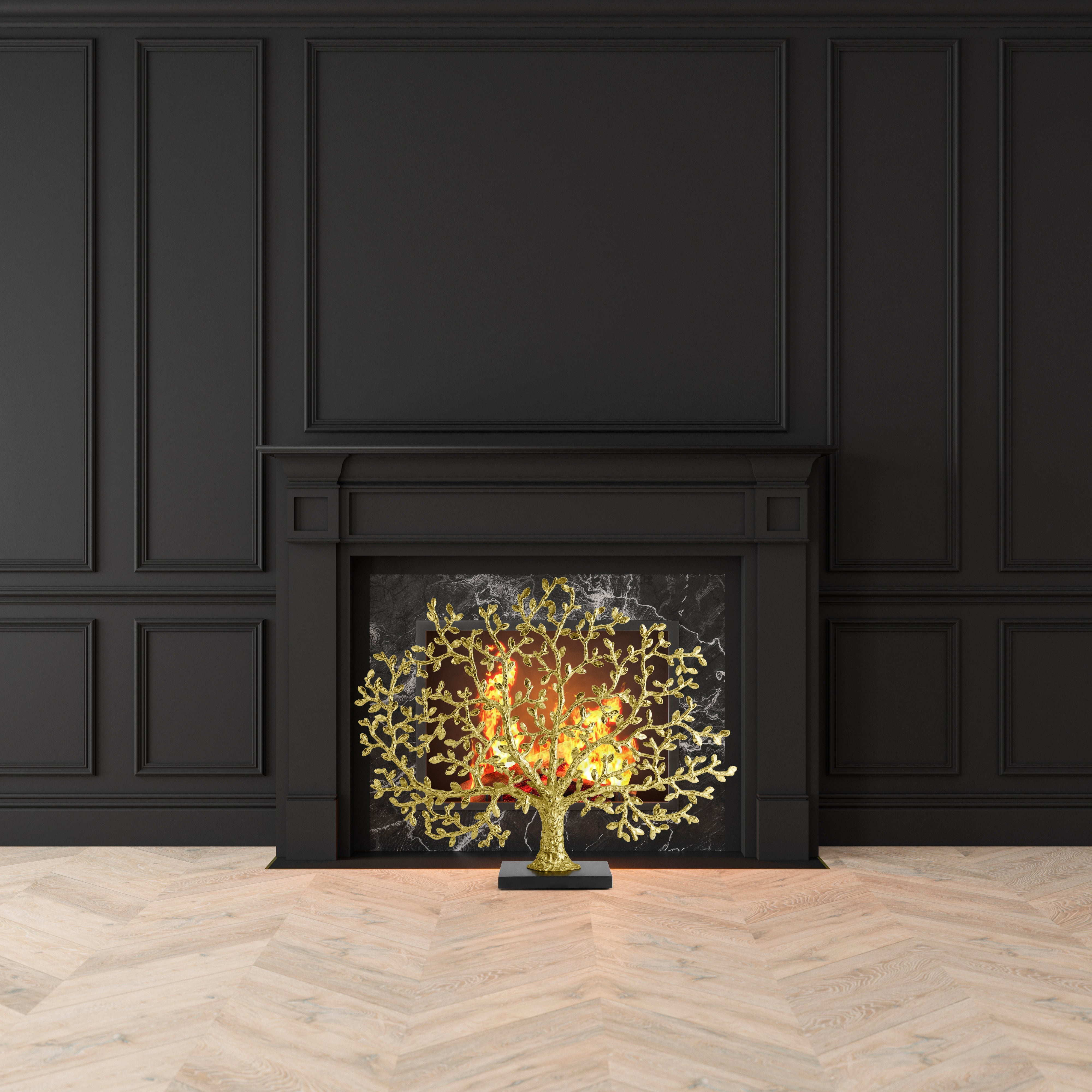 Tree of Life Decorative Fireplace Screen - Handcrafted Wrought Iron Fireplace Cover for Home Decor - Perfect for Living Rooms, Bedrooms & Holiday Decorations
