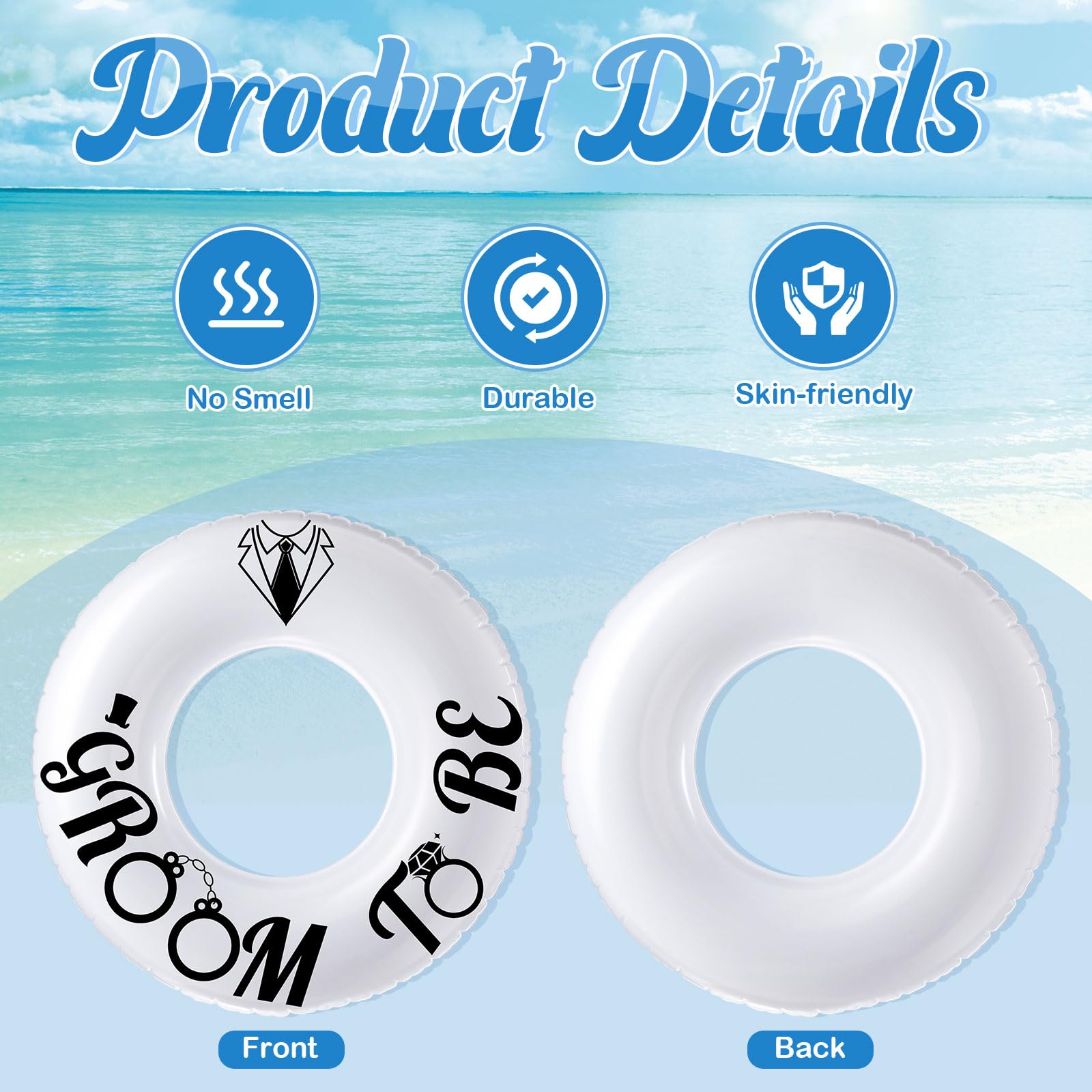 47.24 Inch Groom Inflatable Pool Float Tube - Bachelor Party, Engagement & Bridal Shower Accessories for Adults - Perfect for Pool Parties, Beach Celebrations & Bachelorette Events (Groom to Be)