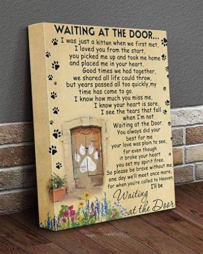 Waiting at The Door Poem Dog Lovers Poster - 18x24 Inch Pet Memorial Wall Art - Perfect for Dog Memorial Gifts, Pet Loss Comfort & Home Decor