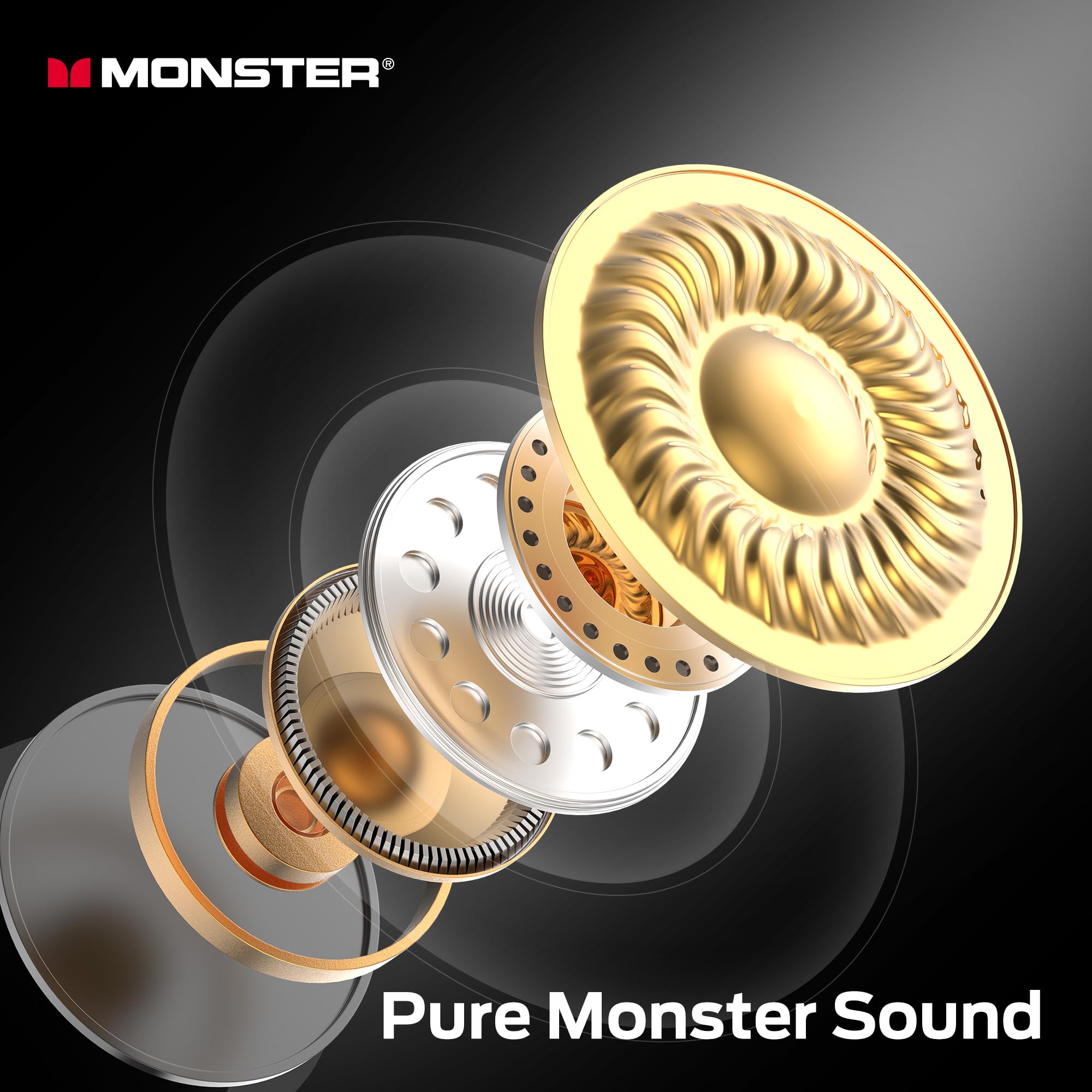 Monster N-Lite 208 Wireless Earbuds - 30H Playtime, Fast Charging & Clear Call for Running & Workouts