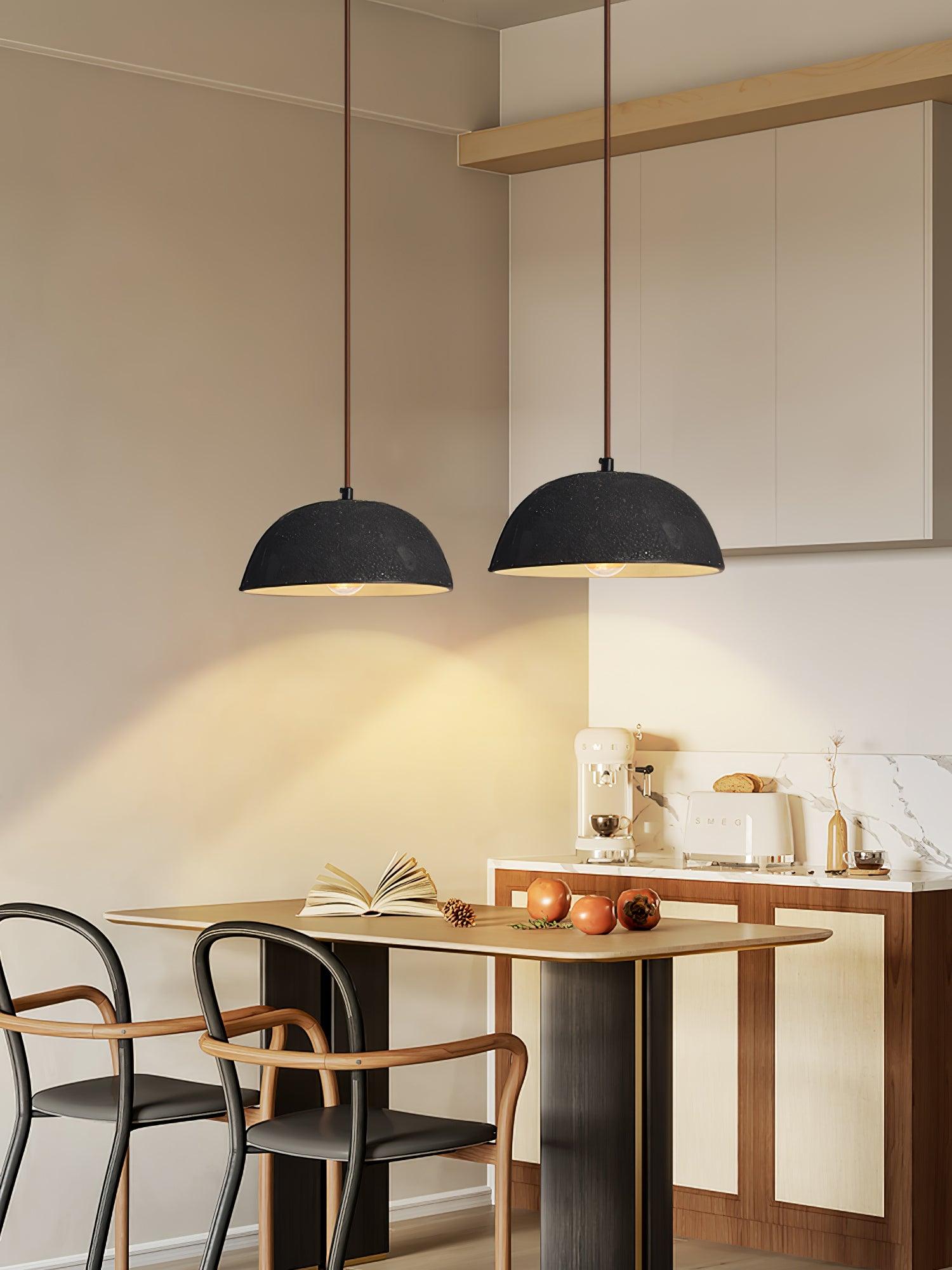 Black Arch Ceramic Pendant Lamp - Modern Handmade Hanging Light Fixture for Living Room, Bedroom, or Dining Area Decoration