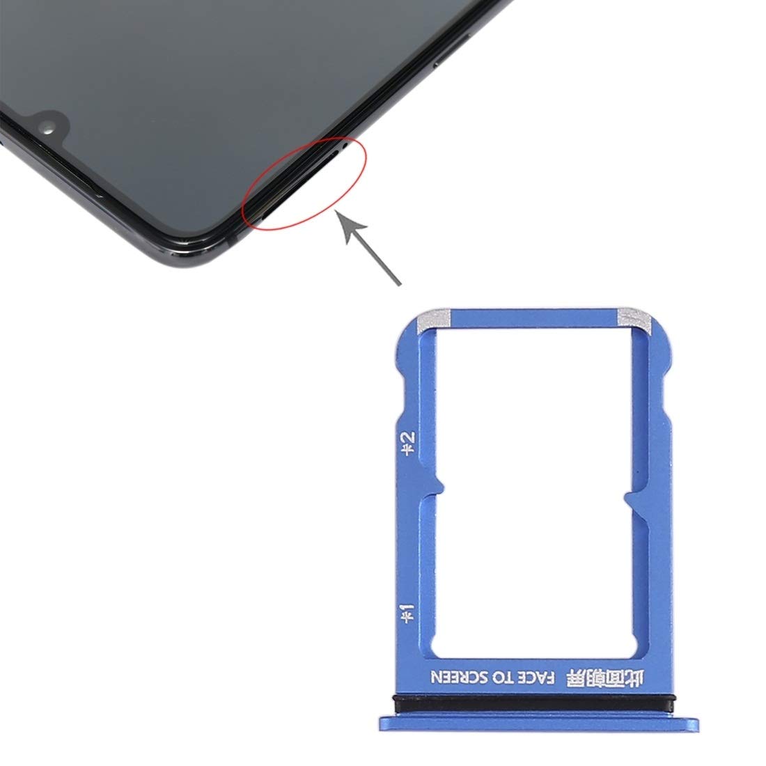 Original SIM Card Tray Replacement for Xiaomi Mi 9 - Blue & Grey Color Options | Compatible with Travel, Business & International Use