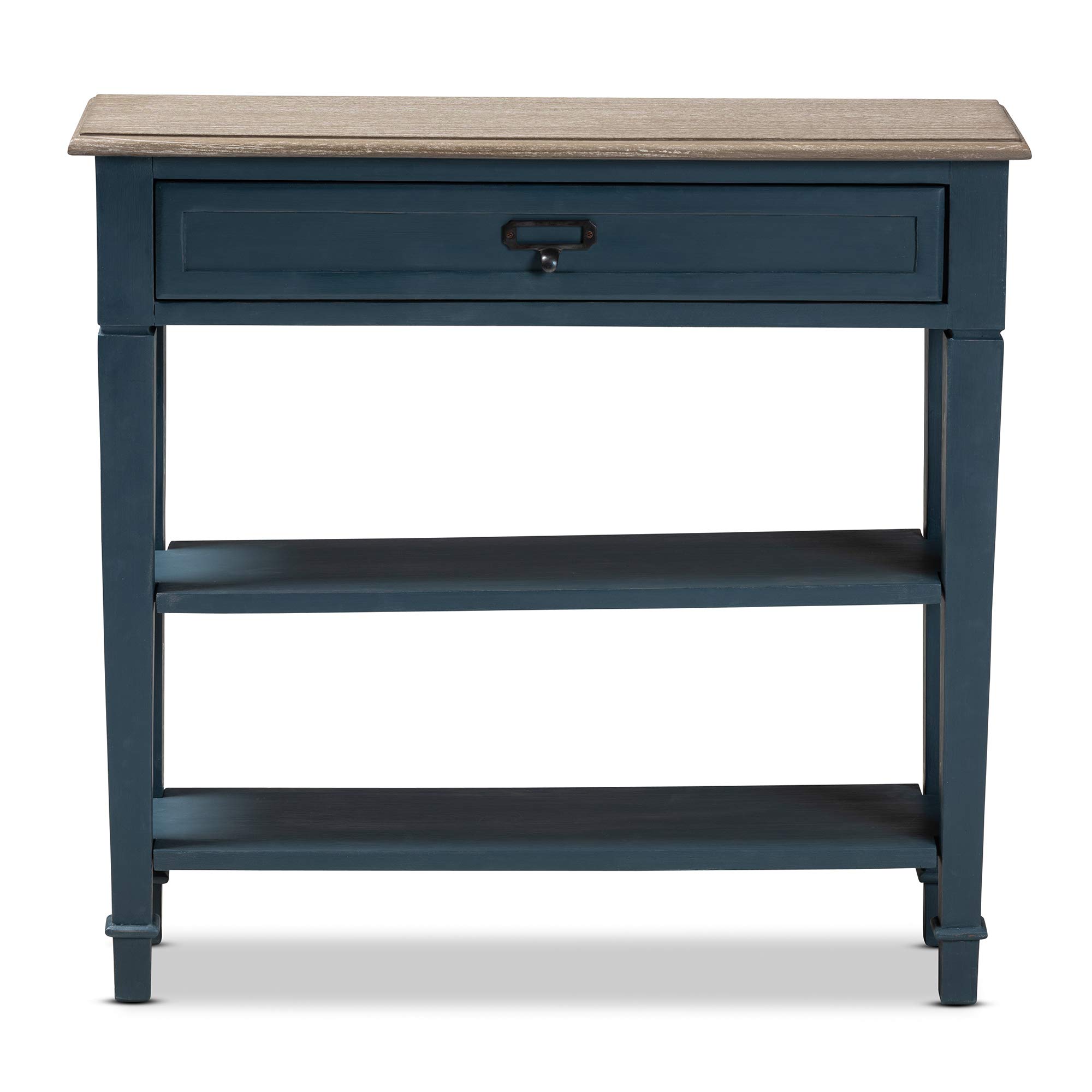 Baxton Studio Modern Console Table - Blue & Oak Finish - Entryway Sofa Table for Hallway, Living Room, or Bedroom Decor