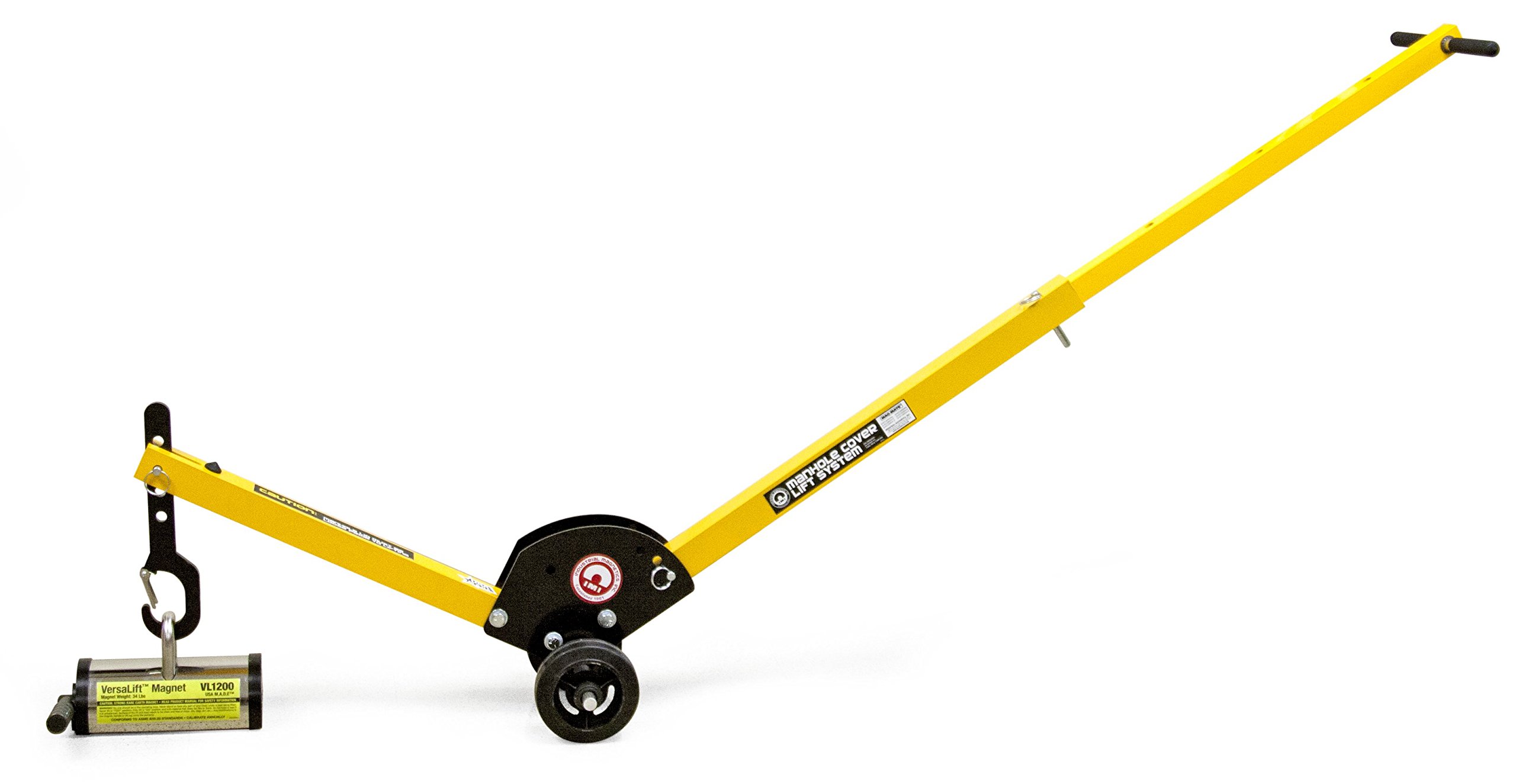 MAG-MATE MCL3W06VL1200 Manhole Cover Lift Dolly with Strong Magnet - Aluminum Frame & 6