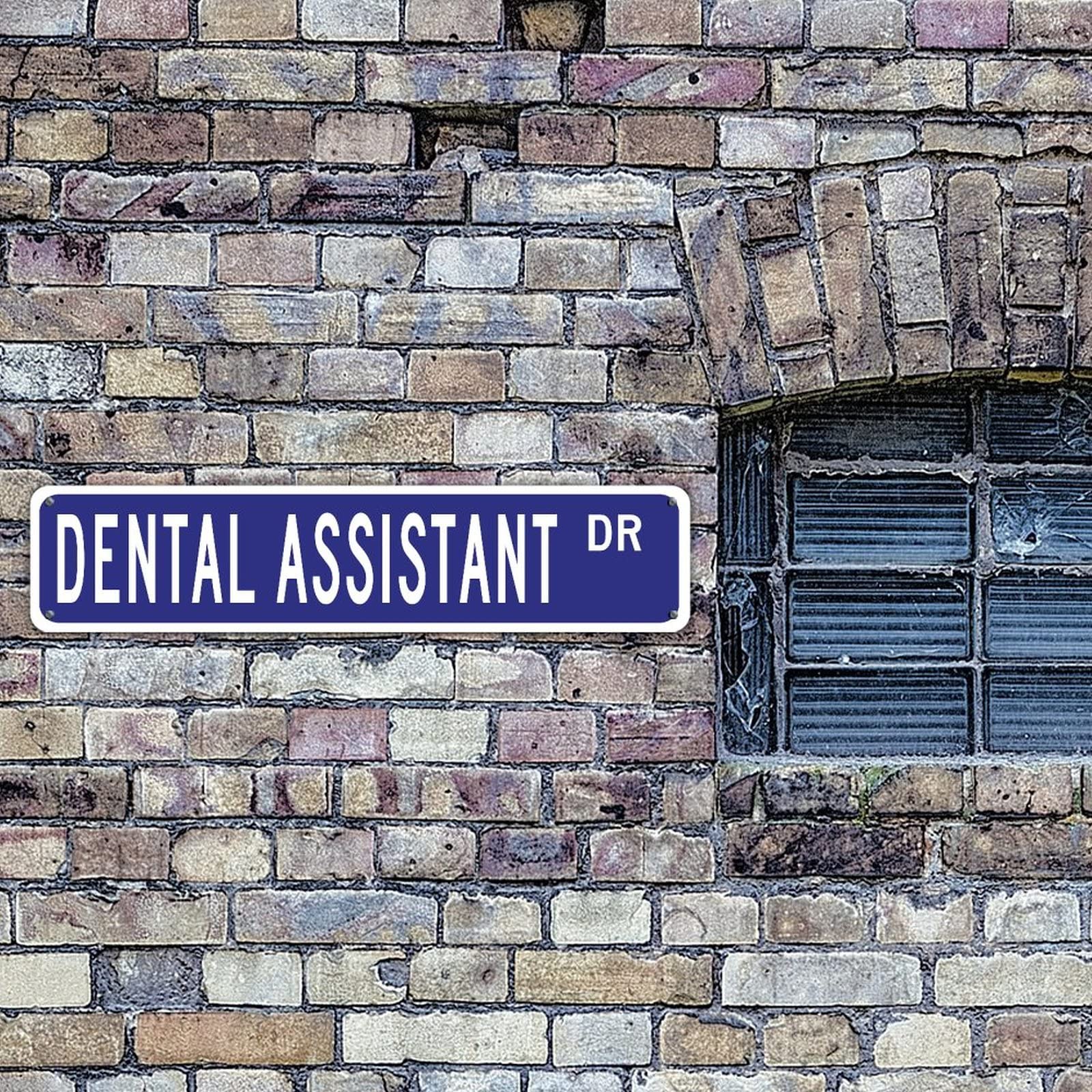Personalized Dental Assistant DR Modern Pure Navy Blue Office Sign - Water-Resistant Aluminum Wall Decor (4x18 Inch) for Office, Bedroom, Bathroom - Easy Mounting Indoor & Outdoor Career Decoration - Perfect for Clinics, Hospitals, and Healthcare Professionals