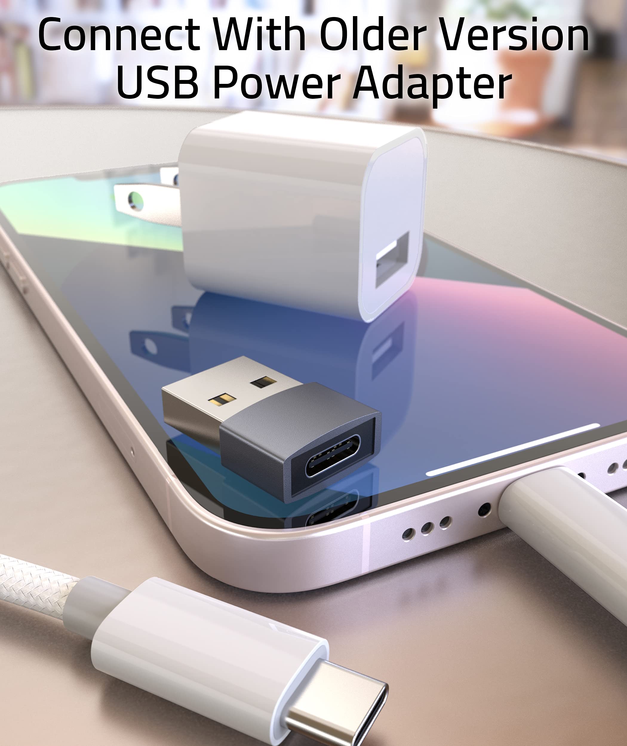 Syntech 50-Pack USB C Female to USB Male Adapter - Space Gray Type C to USB A Converter Compatible with iPhone 13 Pro Max, AirPods 3, Apple Watch Series 7, CarPlay - Perfect for Charging, Data Transfer & Device Connectivity