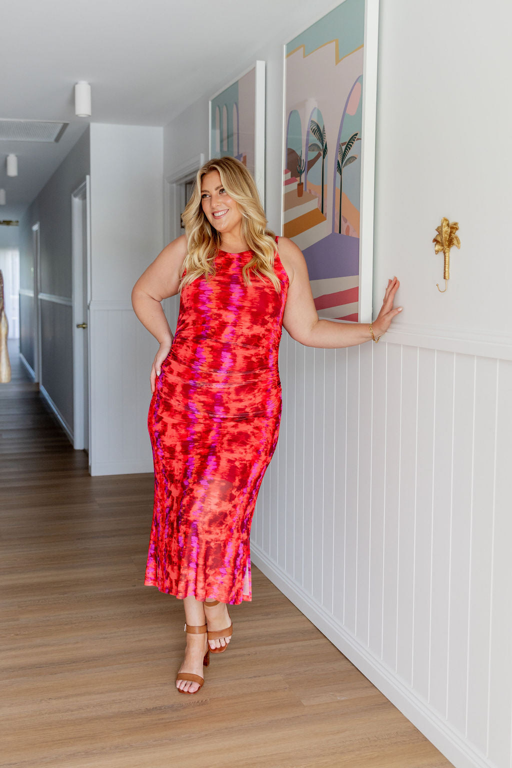 Teagan Mesh Midi Dress in Red | Flowy Summer Dress for Women | Perfect for Beach Vacations, Date Nights & Outdoor Parties