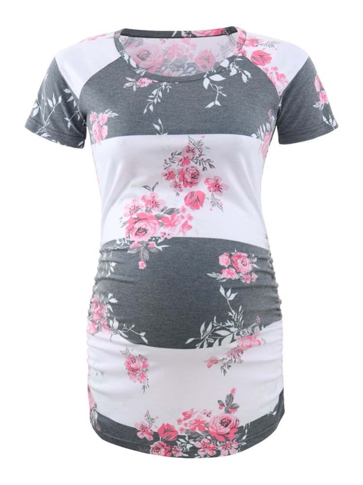 BBHoping Women's Maternity Tops - Short & Long Sleeve Baseball Crew Neck Pregnancy Shirts with Side Ruched Design | Comfortable for Daily Wear, Work & Maternity Photos