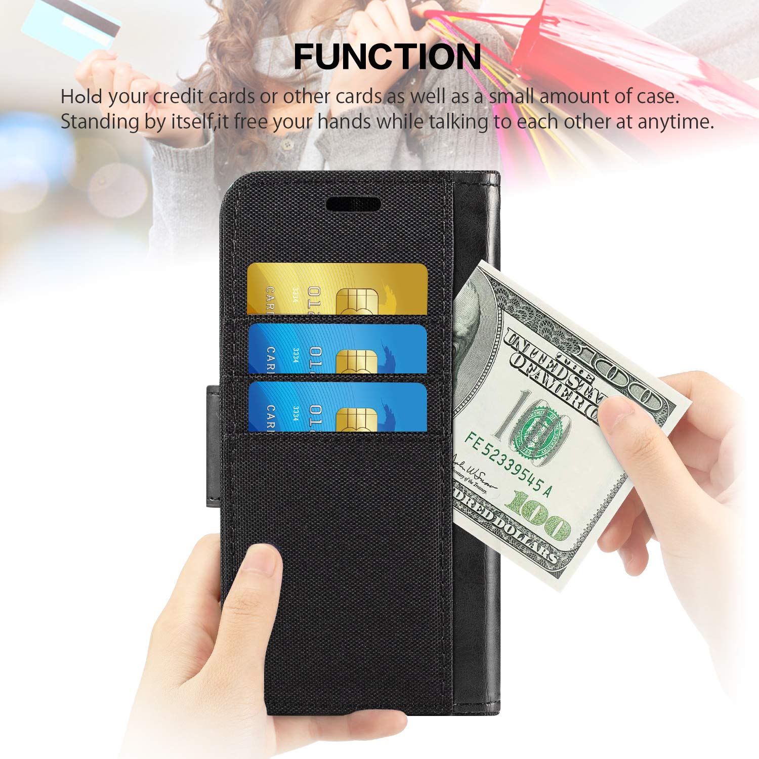 Premium Oxford Leather Wallet Case with Soft TPU Back & Magnetic Flip Cover for Orange Rise 51 (5