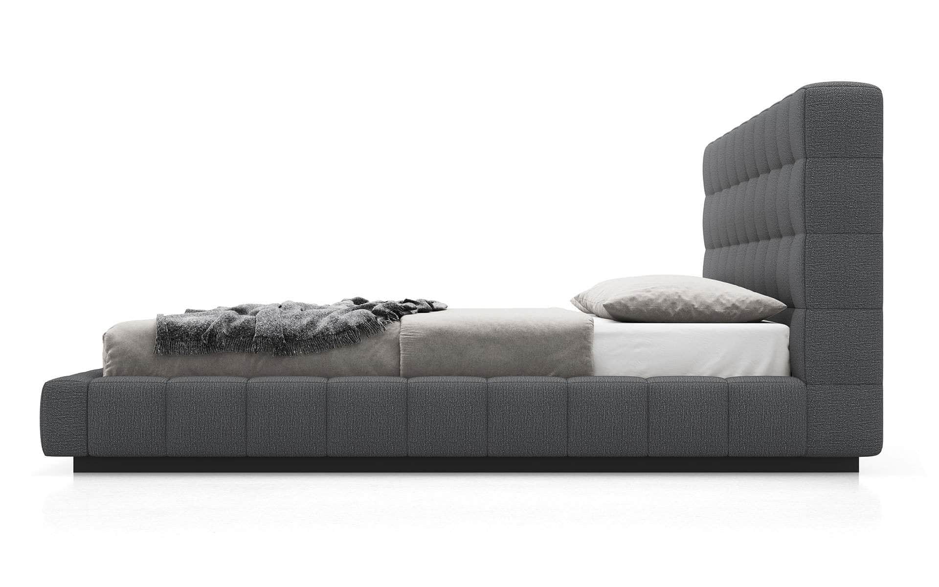 Thompson Square Tufted Fabric Platform Bed - Queen & King Size, Gray & Navy Blue - Modern Upholstered Bed Frame for Master Bedroom & Guest Room