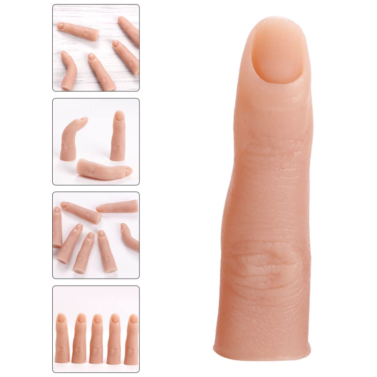 Beatifufu Bendable Prosthetic Hand & Manicure Practice Finger Model - Acrylic Artificial Fake Nails for Nail Art Training - Silicone Pluggable Fake Fingers for Salon Practice & Cosmetology Students