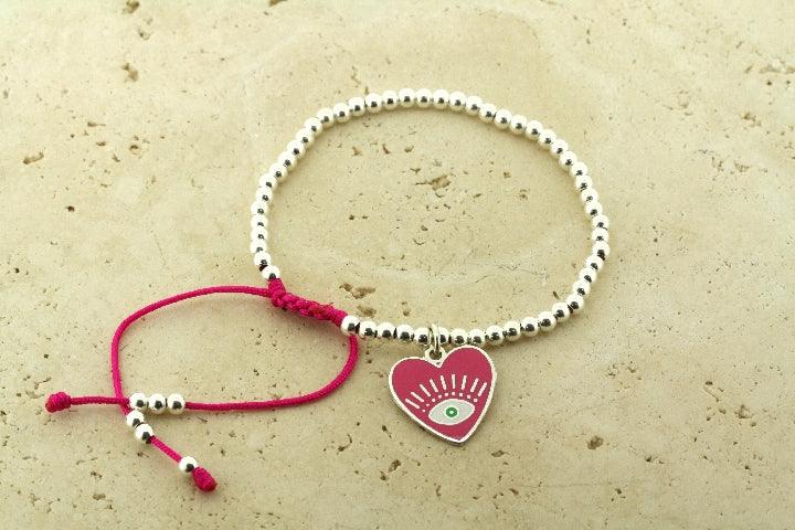 Enamel Pink Flying Heart Bead Bracelet for Women - Elegant Jewelry Gift for Valentine's Day, Anniversary & Special Occasions