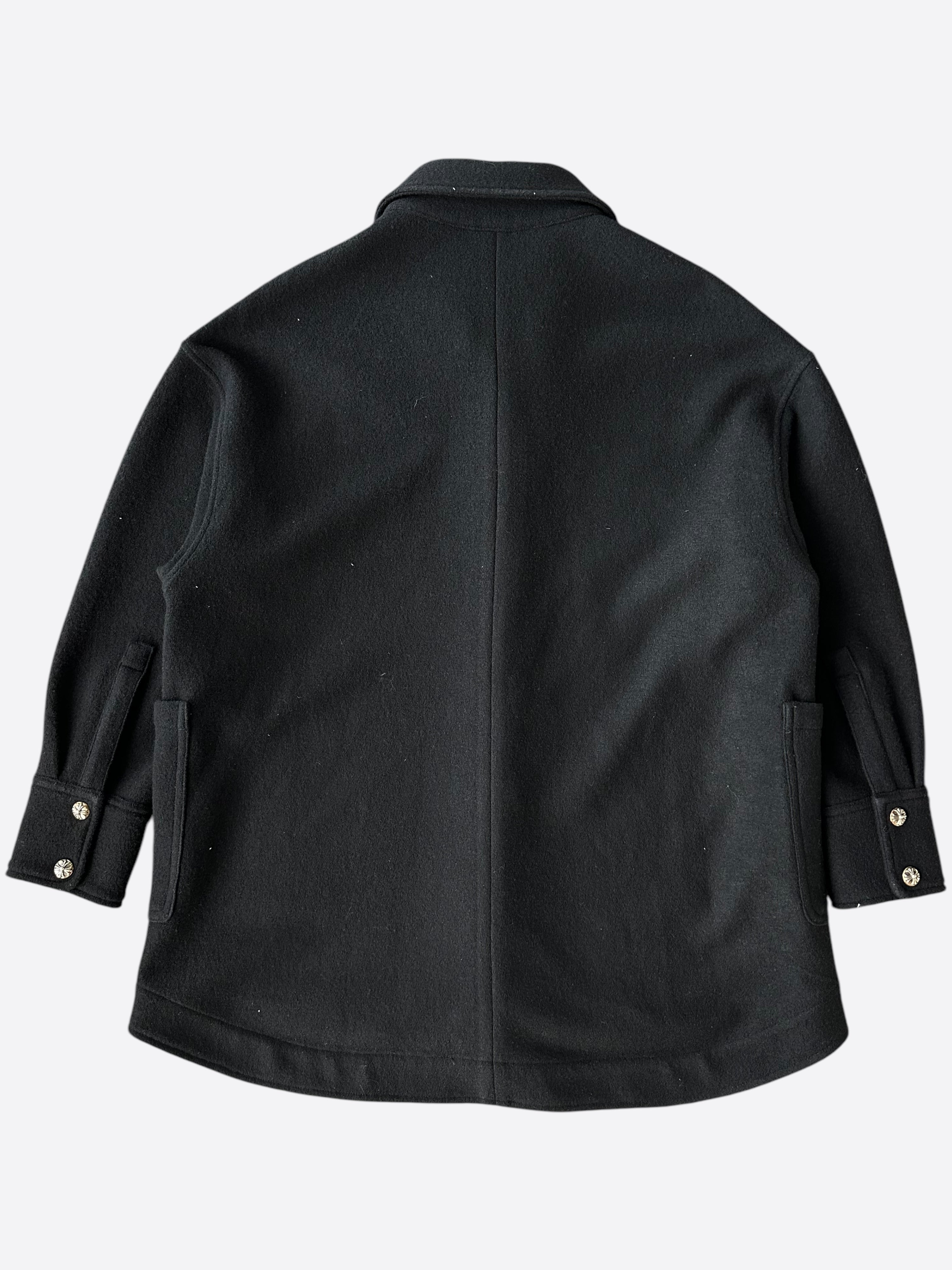 Chrome Hearts Black Wool Lola Coat - Premium Women's Winter Trench Coat for Fashion & Luxury Outerwear - Perfect for Parties, Dates & Cold Weather