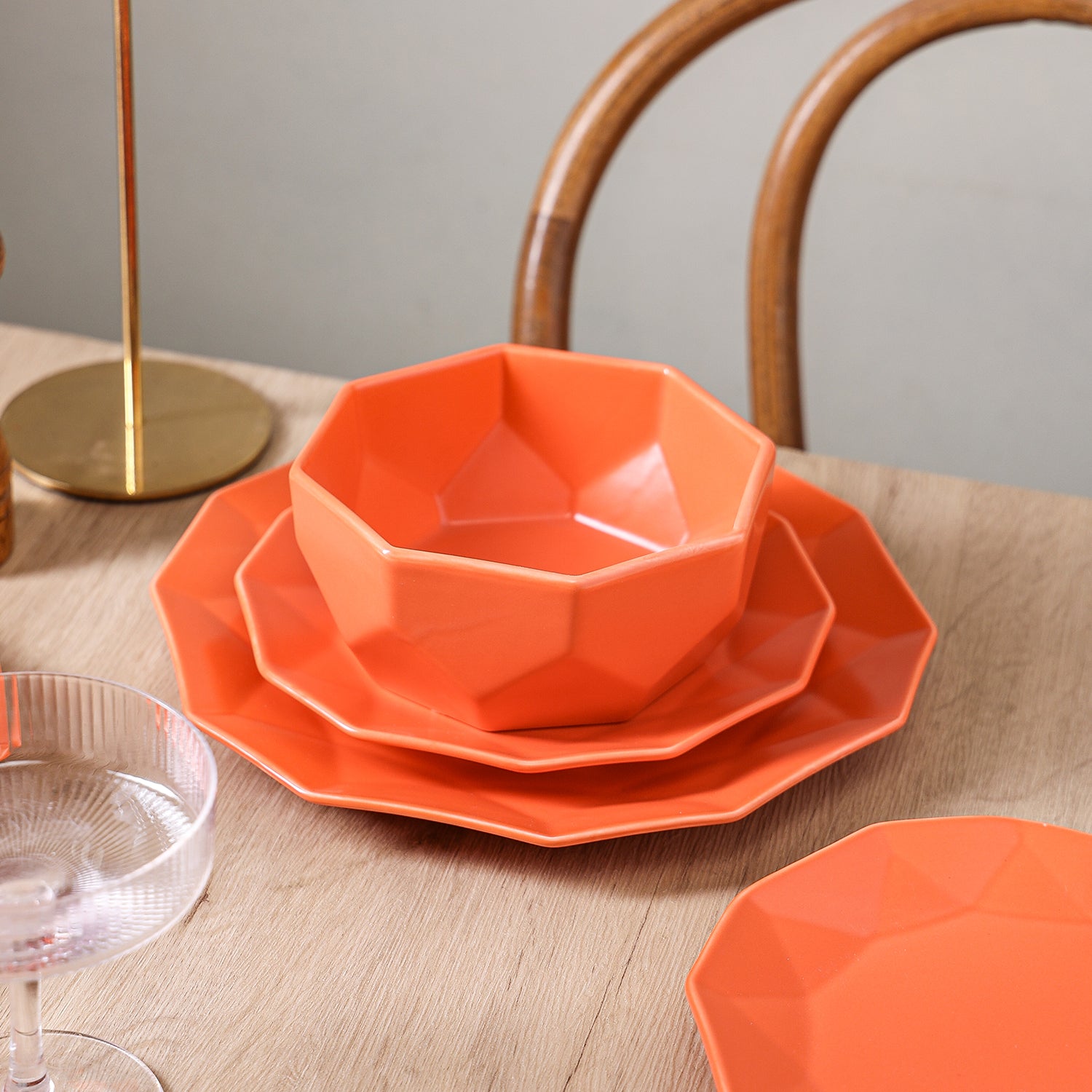 Premium Jamie Porcelain Dinnerware Set - Elegant Orange 12-Piece Tableware for Dining, Entertaining & Special Occasions | Dishwasher & Microwave Safe