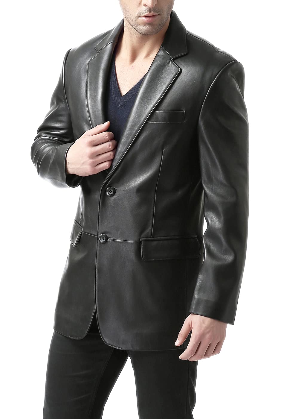 BGSD Men's Richard Classic Leather Blazer - Lambskin Sport Coat Jacket for Business & Casual Wear (Regular, Big & Tall, Short Sizes) | Perfect for Office, Weddings & Formal Events
