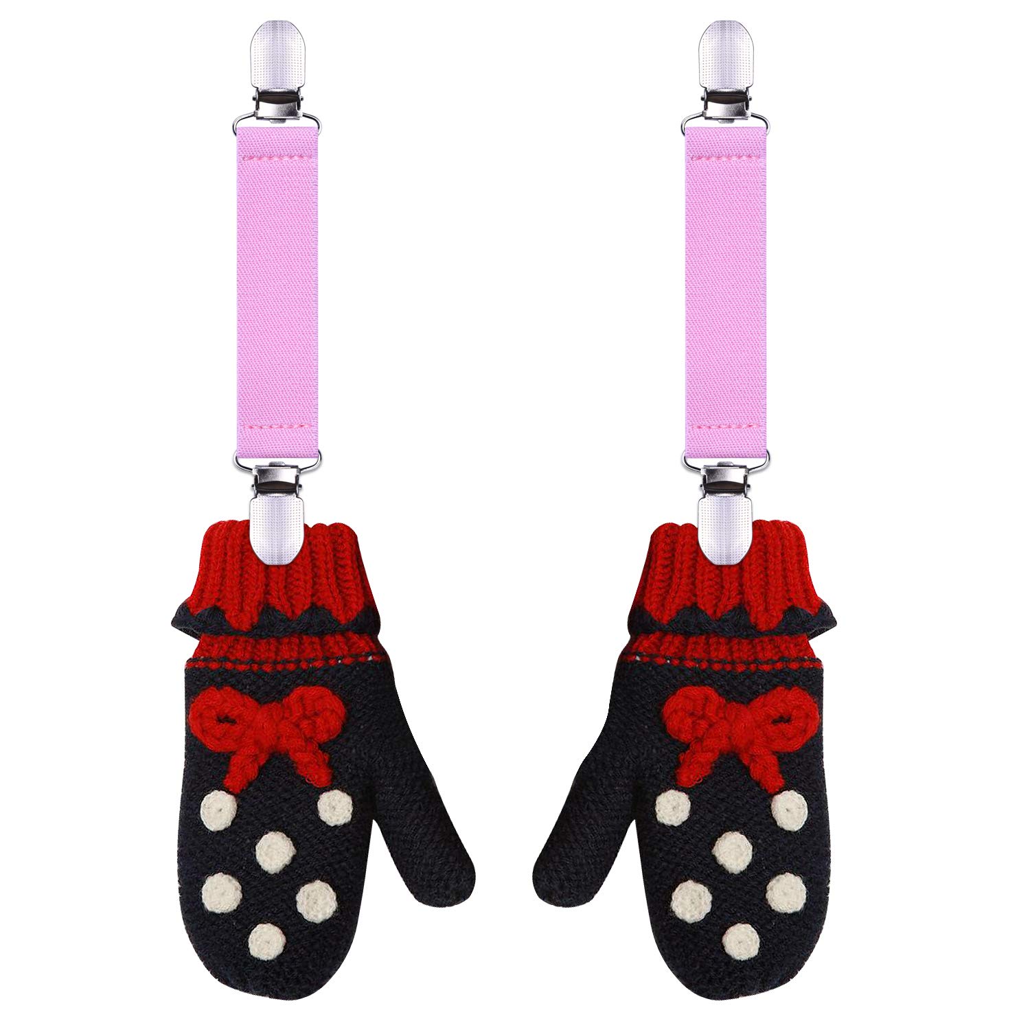 Wisdompro Mitten Clips for Toddlers Kids & Adults - 4 Pack Glove Holders with Adjustable Elastic Straps - Keep Gloves Together for Winter Sports Outdoor Activities