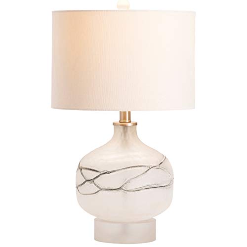 Handmade Hayes Blown Glass Accent Lamp - White Glass Table Lamp for Bedroom, Living Room & Office Decor