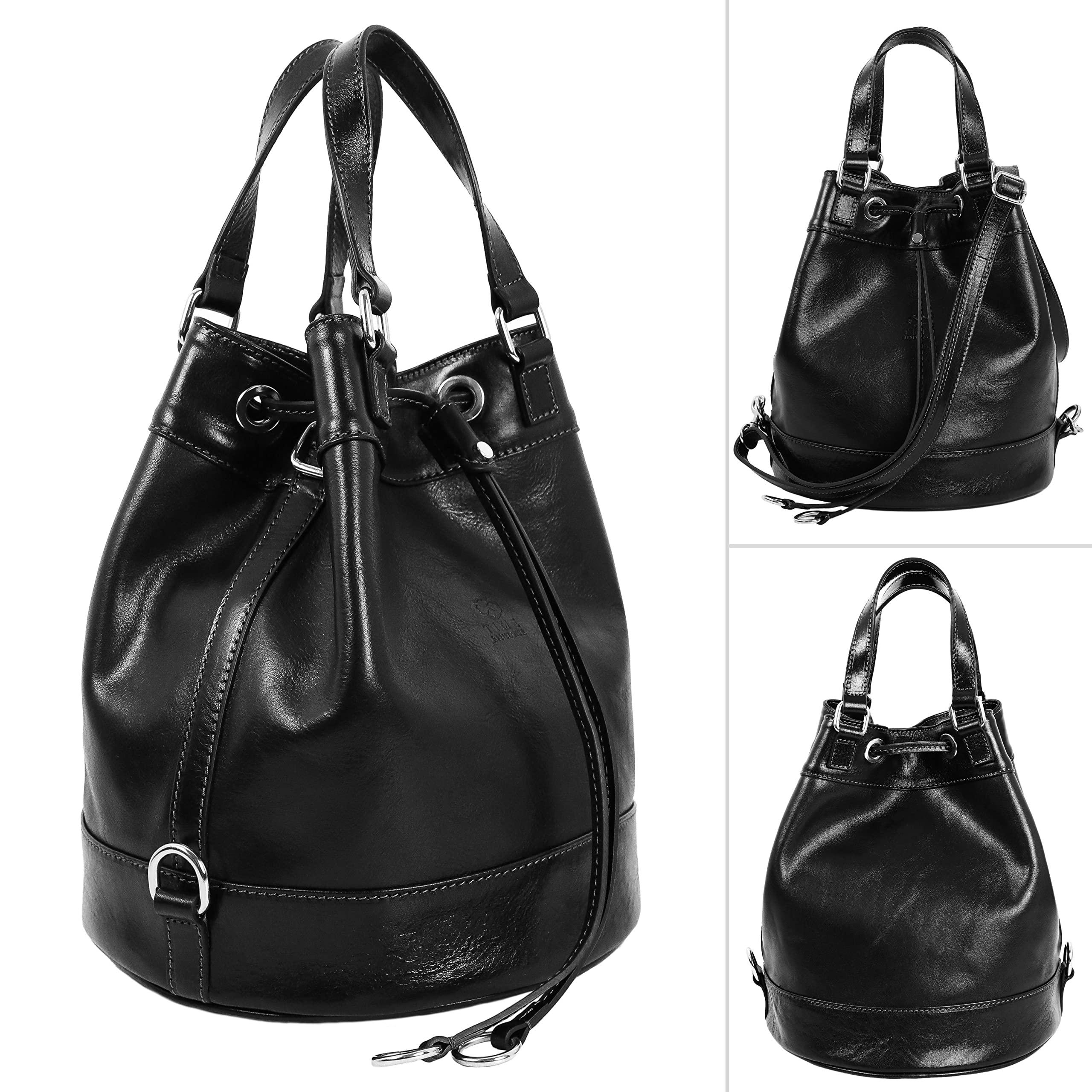 Premium Full Grain Leather Bucket Tote Bag for Women - Timeless Durable Design - Perfect for Work, Travel & Everyday Use