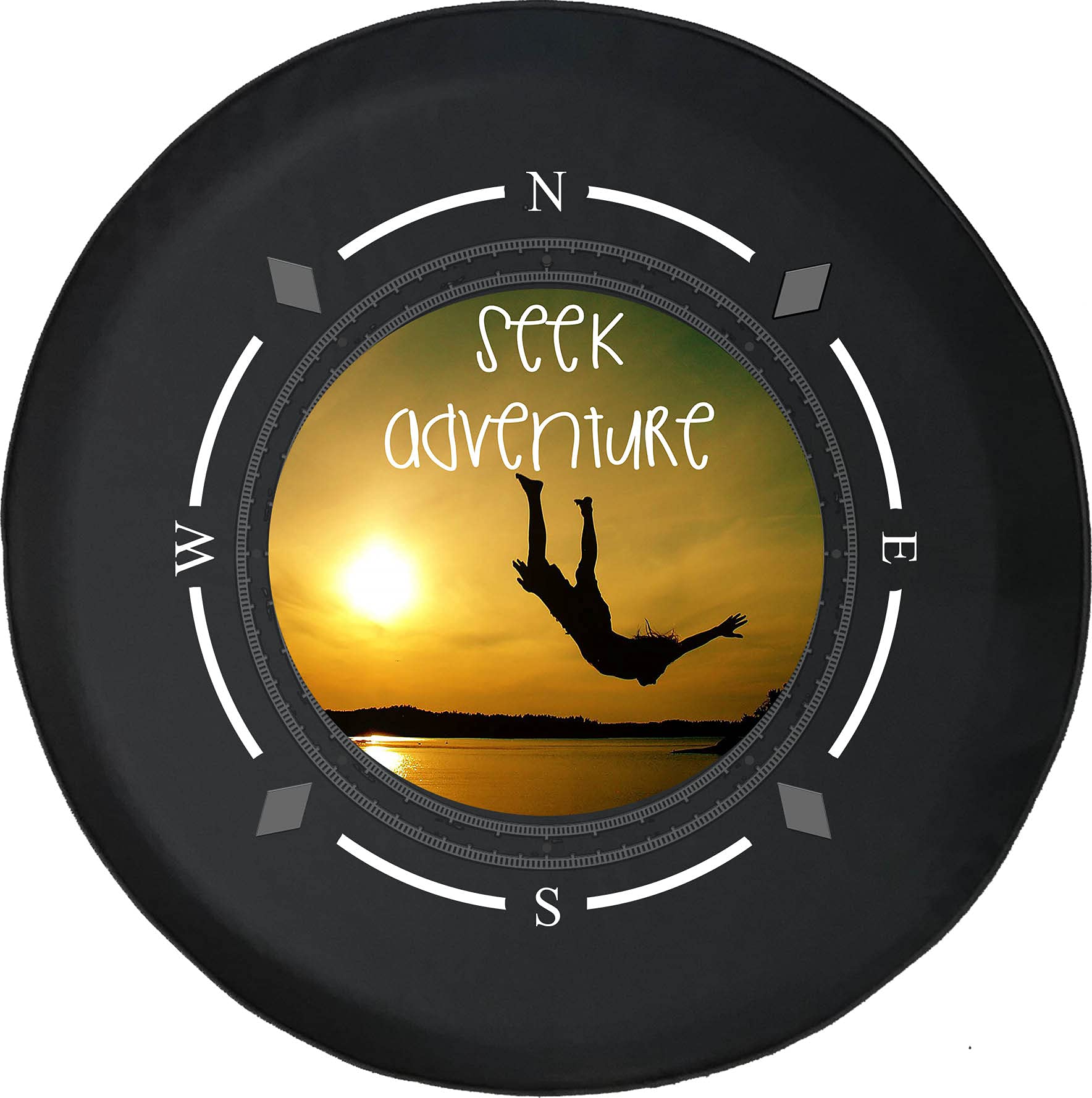 American Unlimited Spare Tire Cover with Compass Design - Universal Fit for SUVs, Trailers, RVs & Most Vehicles | Durable Wheel Protection for Off-Road Adventures & Camping Trips