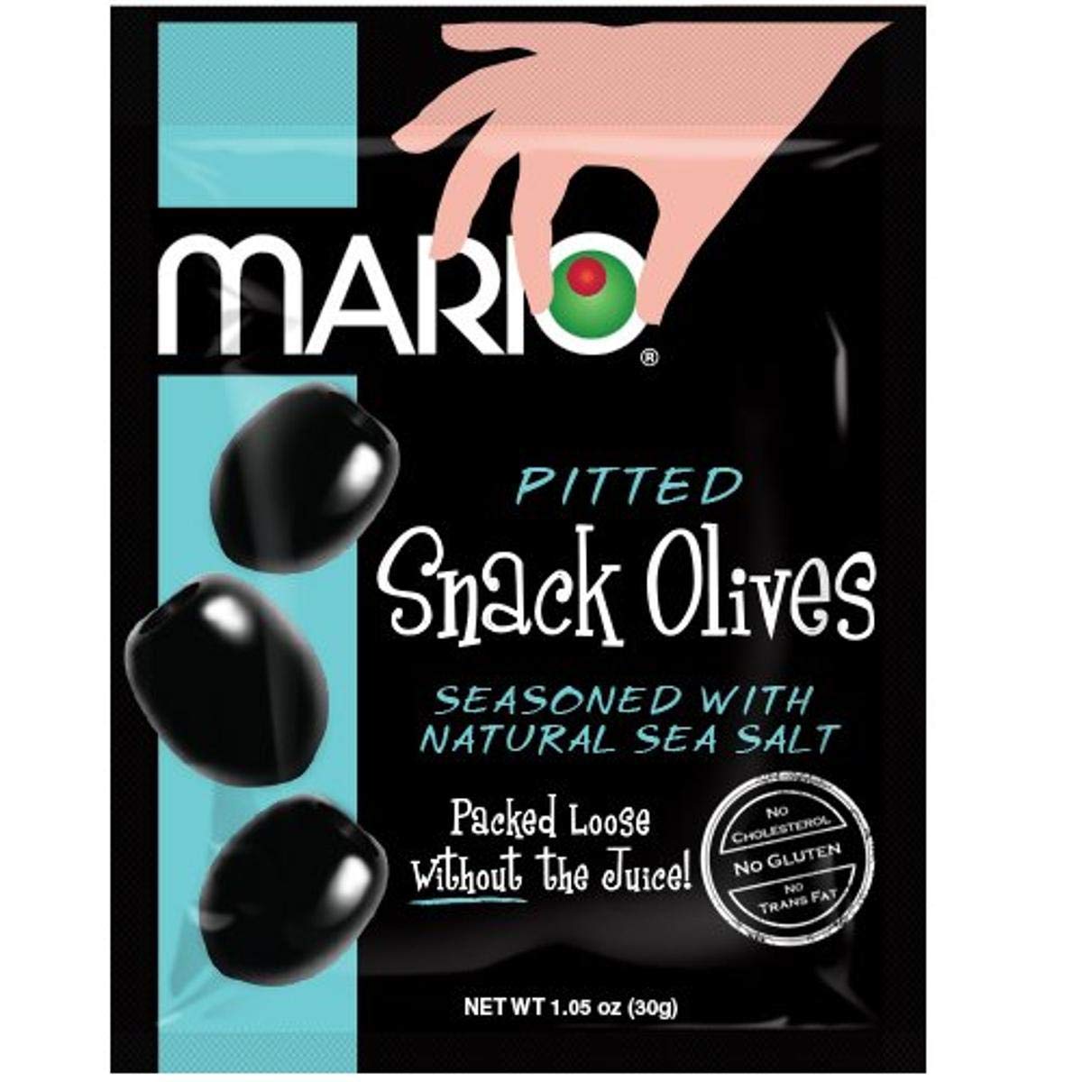 Mario Camacho Foods Pitted Black Olives with Sea Salt - 1.05 oz Snack Packs (12 Count) - Perfect for Lunch Boxes, Picnics & Healthy On-the-Go Snacking