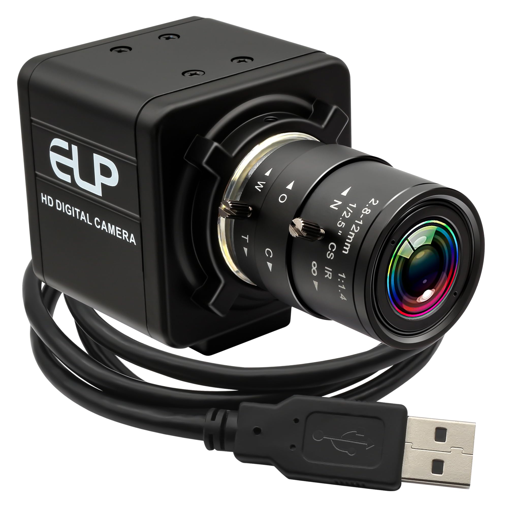 1080P HD USB Webcam with 2.8-12mm Varifocal Zoom Lens - High Speed UVC USB 2.0 Computer Camera for Video Conferencing, Live Streaming & Close-up Industrial Inspection (100fps/60fps) - Perfect for Remote Work, Online Classes & Content Creation