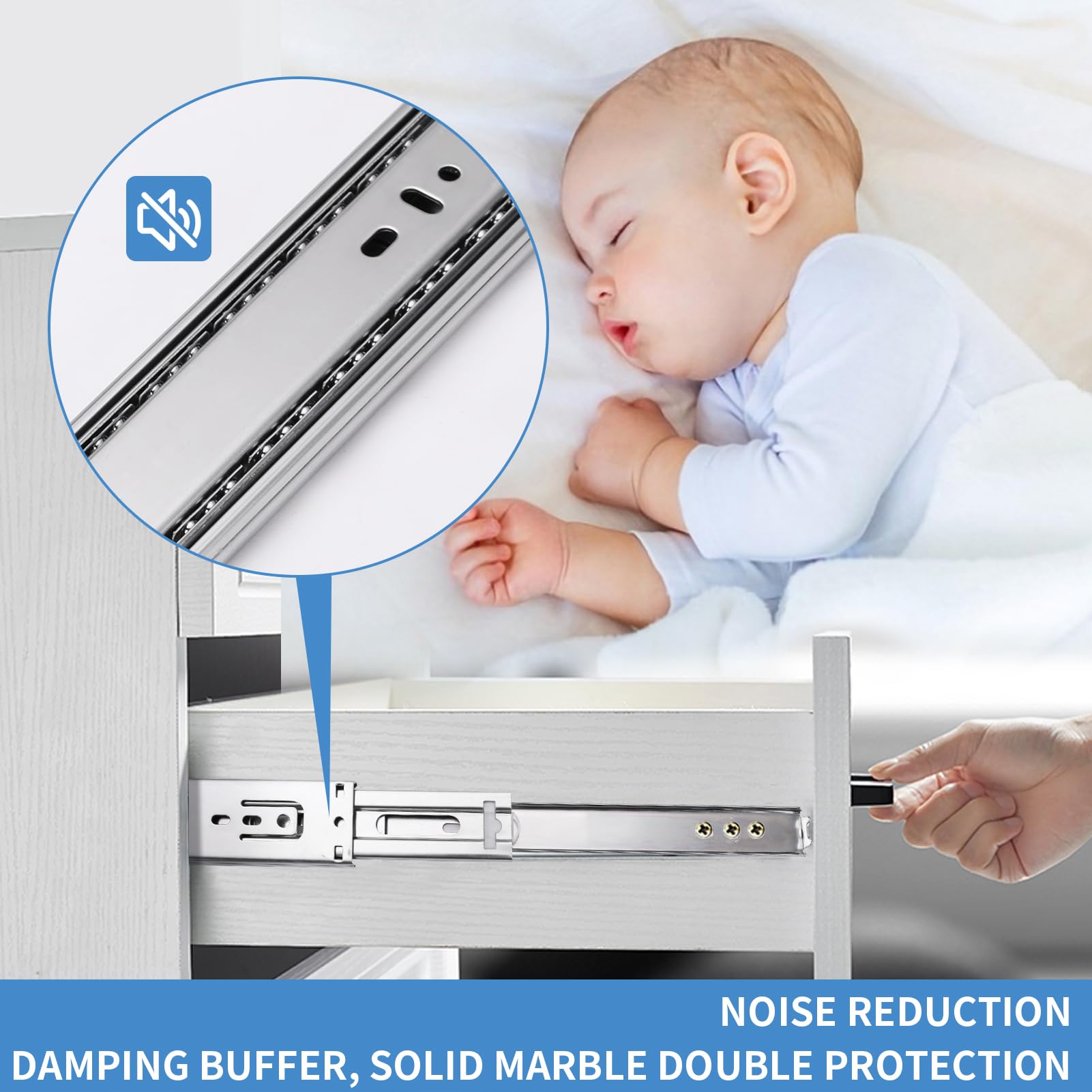 20 Inch Soft Close Drawer Slides - 6 Pairs (12pcs) Full Extension Ball Bearing Side Mount Drawer Rails - Heavy Duty 100LB Capacity Silver Metal Dresser Runners for Kitchen Cabinets, Wardrobes, File Cabinets & Trash Cans - Perfect for Smooth, Quiet Drawer Operation in Home & Office Furniture