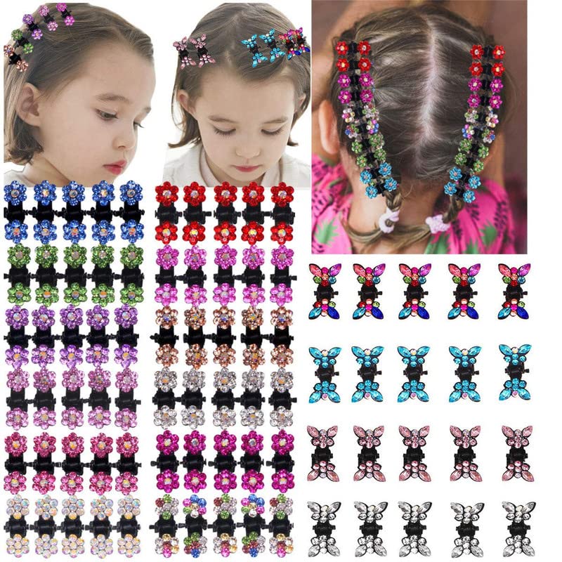 BELICIA 12pcs Flower Rhinestone Hair Clips - Sparkly Glitter Hair Bangs Clips for Baby Girls, Kids & Toddlers - Perfect for Parties, Weddings & Daily Hair Styling
