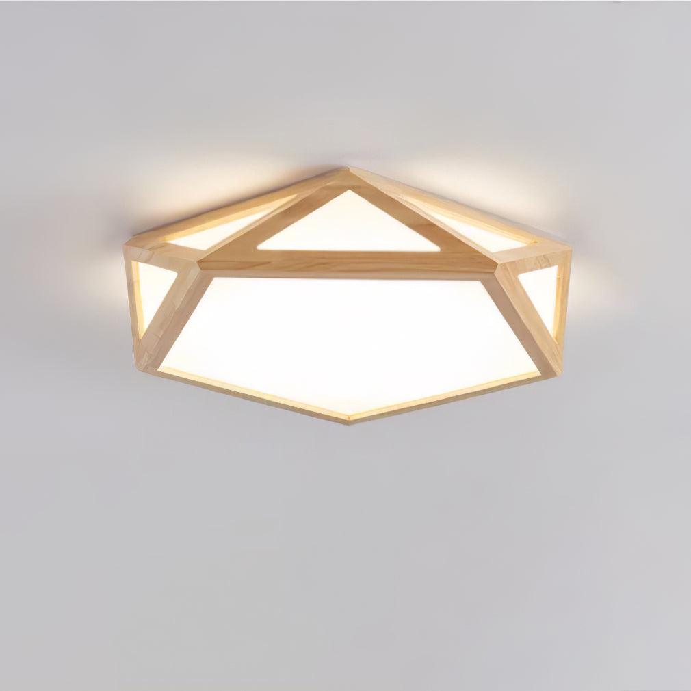 Elegant Diamond Wooden Ceiling Light Fixture - Modern Handcrafted Wood & Crystal Chandelier for Living Room, Bedroom, Dining Room Decoration