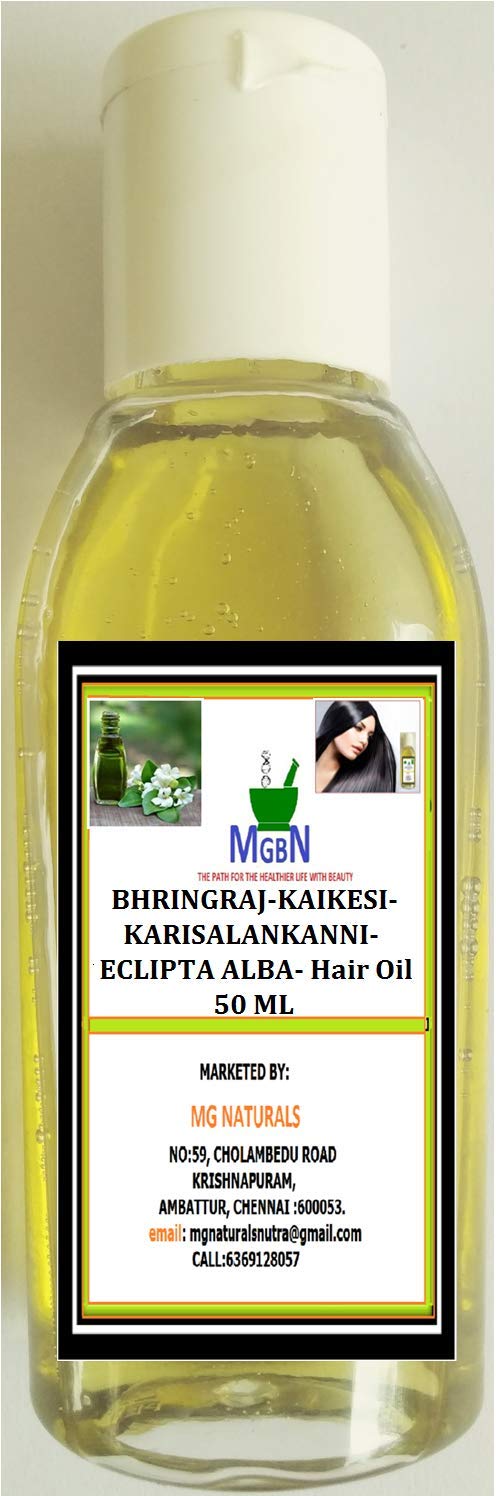 Bhringraj Kaikesi Karisalankanni Eclipta Alba Hair Oil - 50ml | Ayurvedic Herbal Hair Growth Treatment for Dry, Damaged Hair | Perfect for Daily Scalp Massage & Hair Care Routine