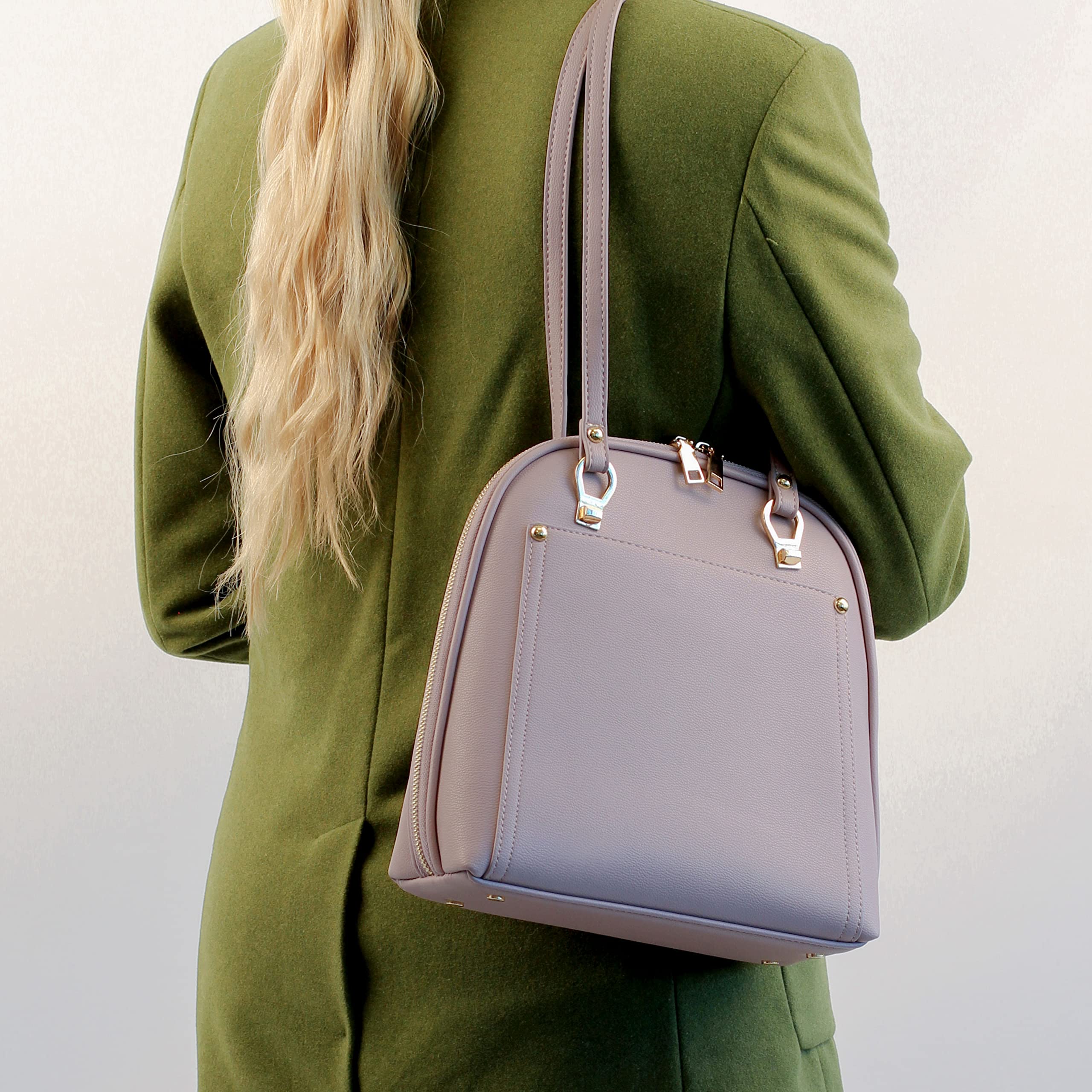 Miztique The Daisy Convertible Backpack Purse for Women - Soft Vegan Leather Shoulder Bag & Backpack (Lilac, 10.5x4x11.5 inches) | Stylish Crossbody Purse for Work, Travel & Everyday Use