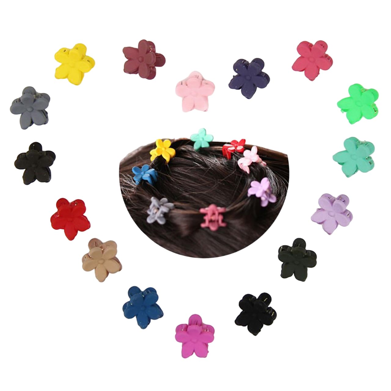 Colorful Mini Hair Claw Clips for Girls & Toddlers - 20pc Set of Small Decorative Hair Clamps, Bun Accessories (Multicolor) - Perfect for School, Parties & Everyday Hairstyles